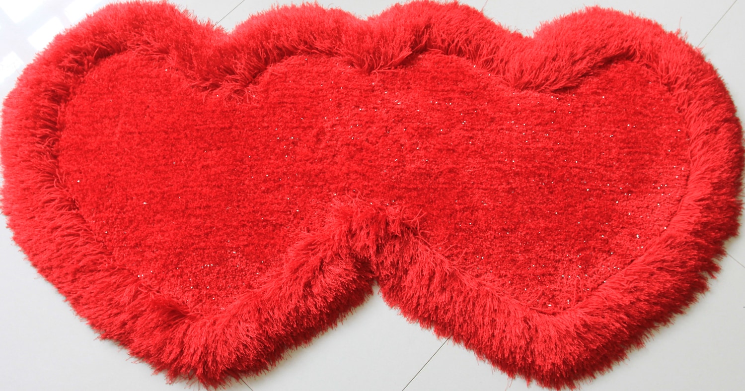 Amazing Rugs H2901 2 x 3 (ft) Tufted Polyester Red Double heart Indoor Solid Area rug