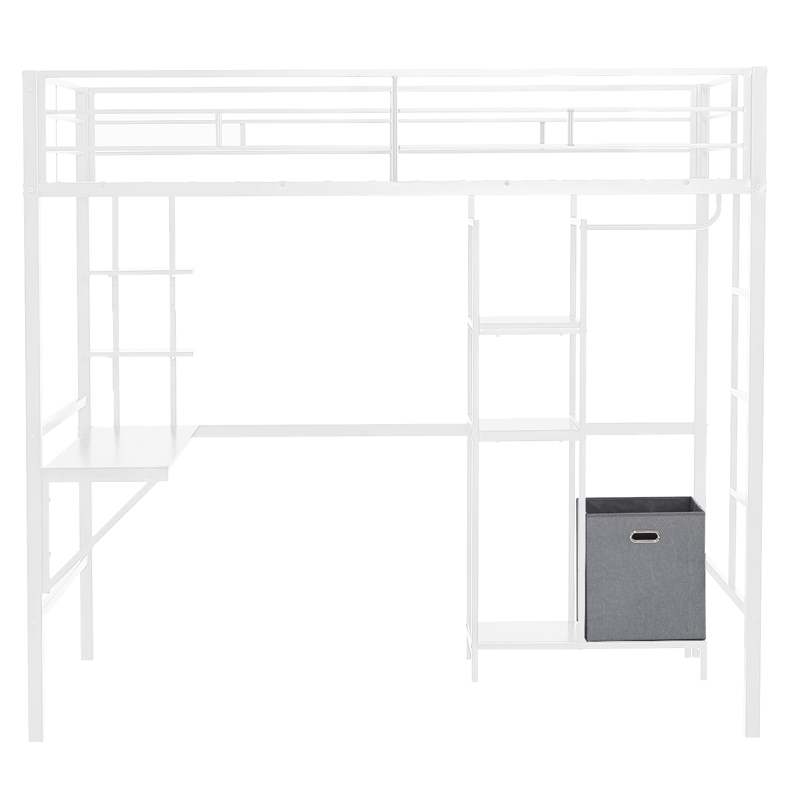 Outopee LO1G52006038 White Twin Metal Bed frame Bed