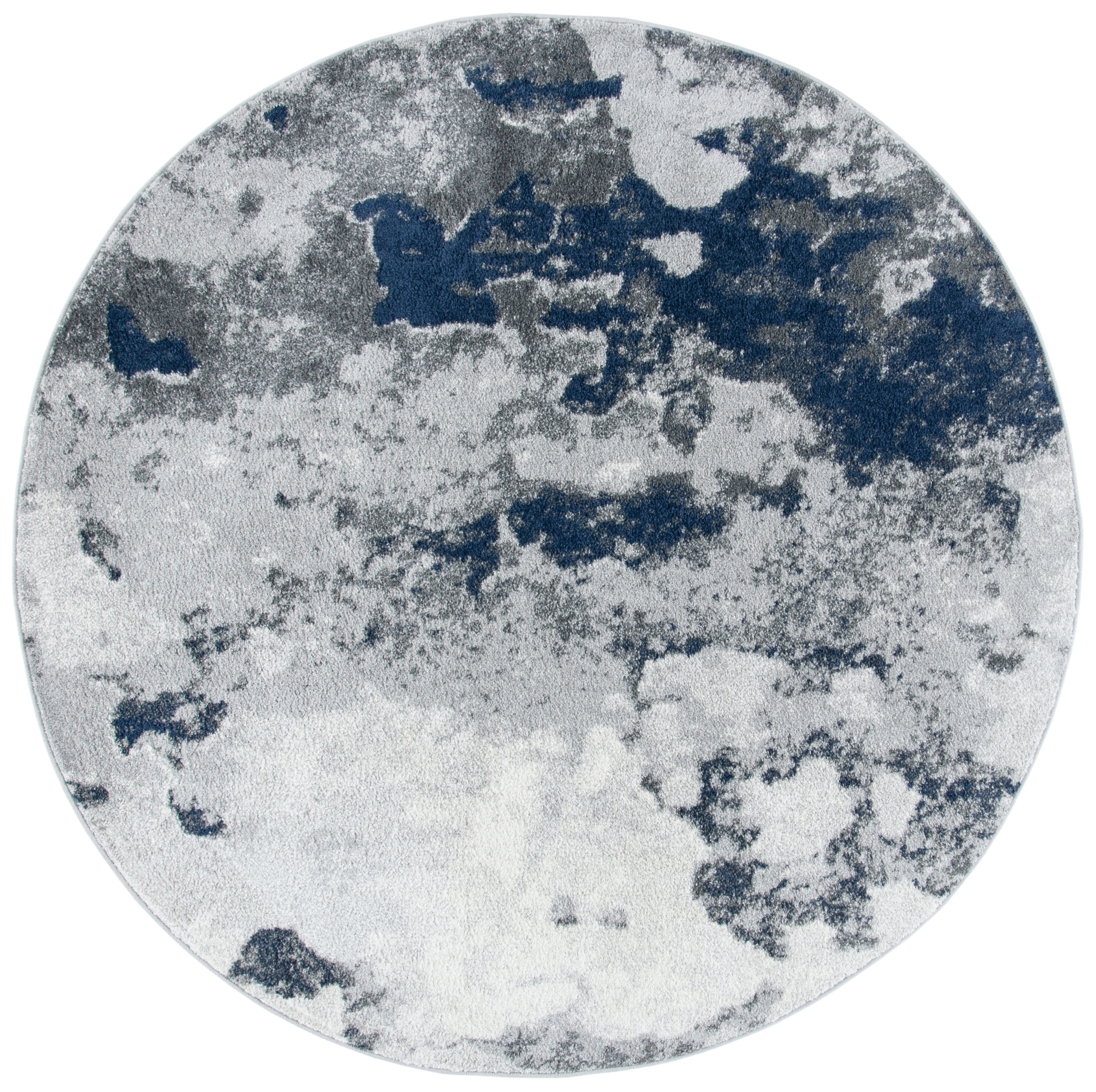Safavieh ADR134N-6R Adirondack 6 x 6 (ft) Loomed Polypropylene Navy/Gray Round Indoor Distressed/Overdyed Bohemian/Eclectic Area rug