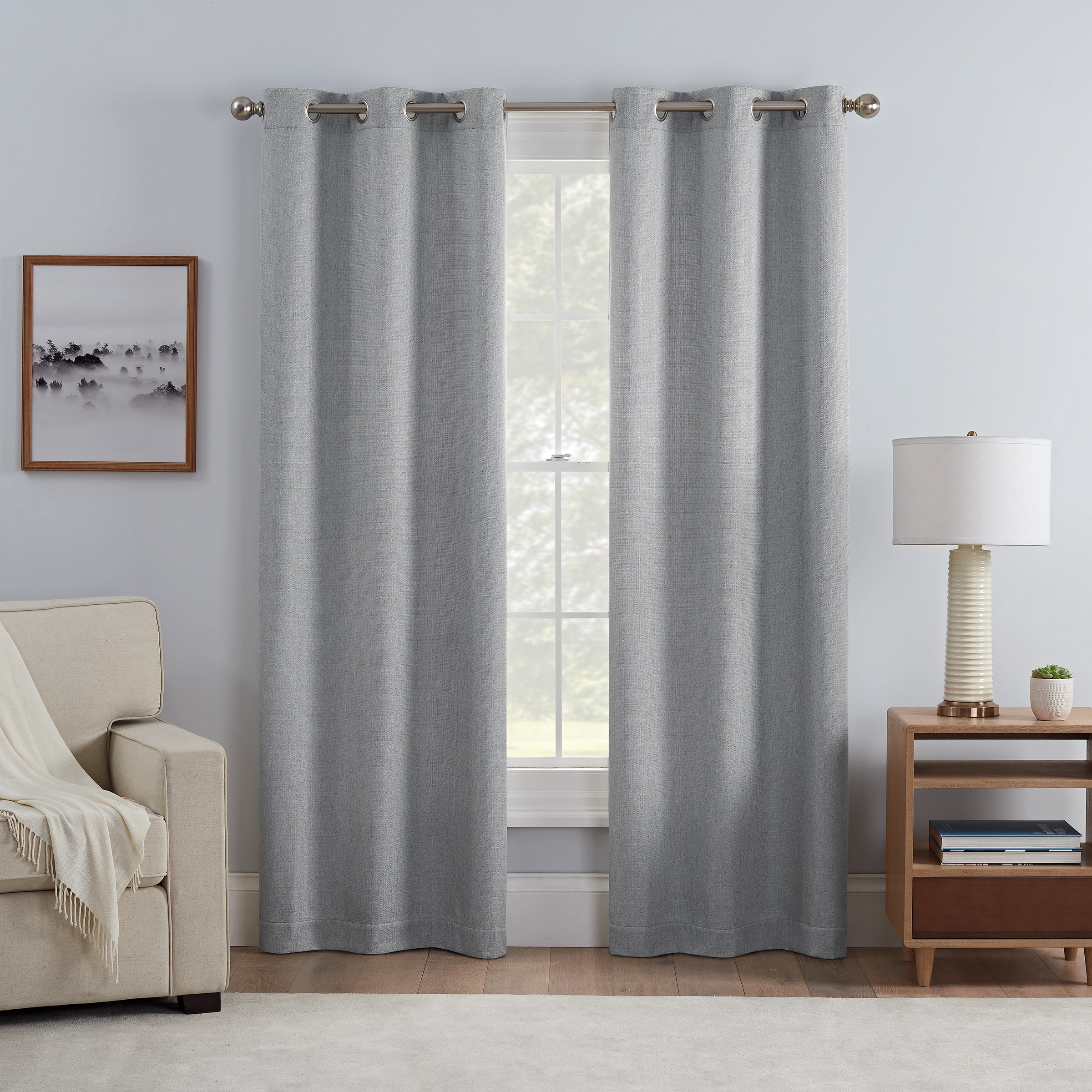 Eclipse 22716800870 95-in Grey Blackout Standard Lined Grommet Curtain Panel Pair