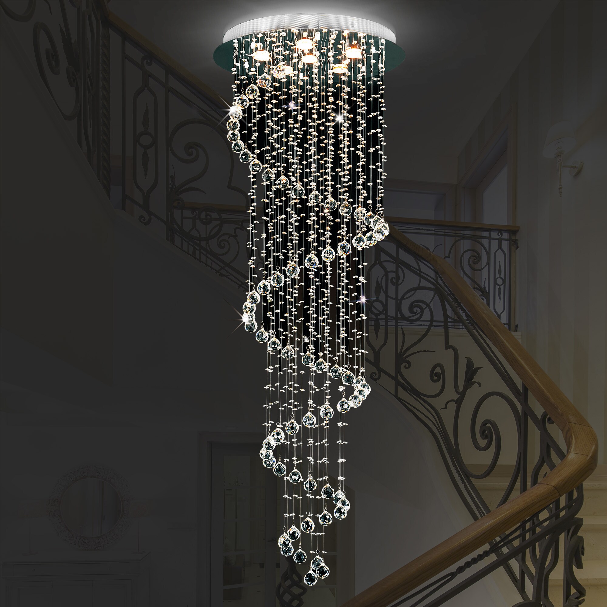 CWI Lighting 6603C24C(H:67) Spiral 6-Light 24-in Multiple Finishes Chrome Flush Mount Light