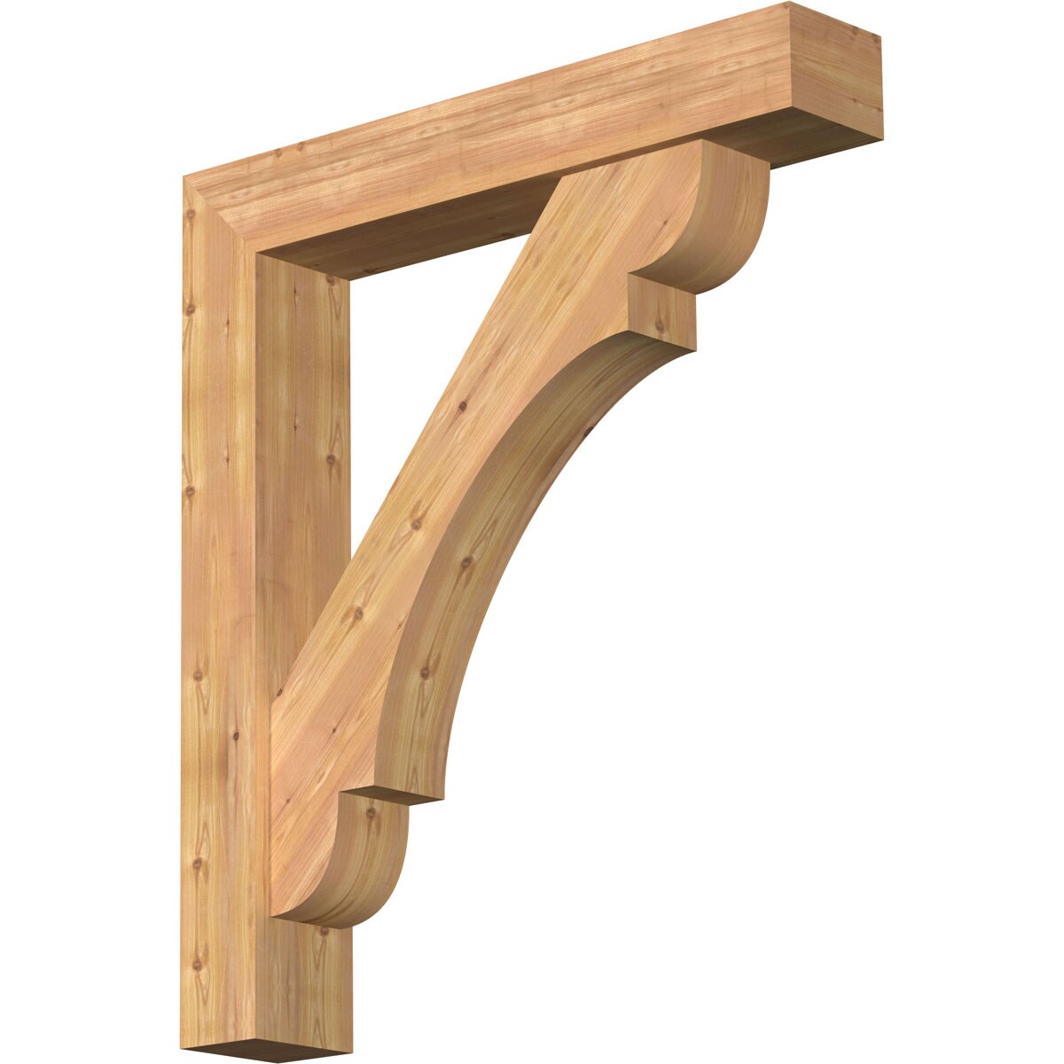 Ekena Millwork 1463602 Olympic Block Smooth Bracket with Offset Brace Western Red Cedar Wood Standard Bracket