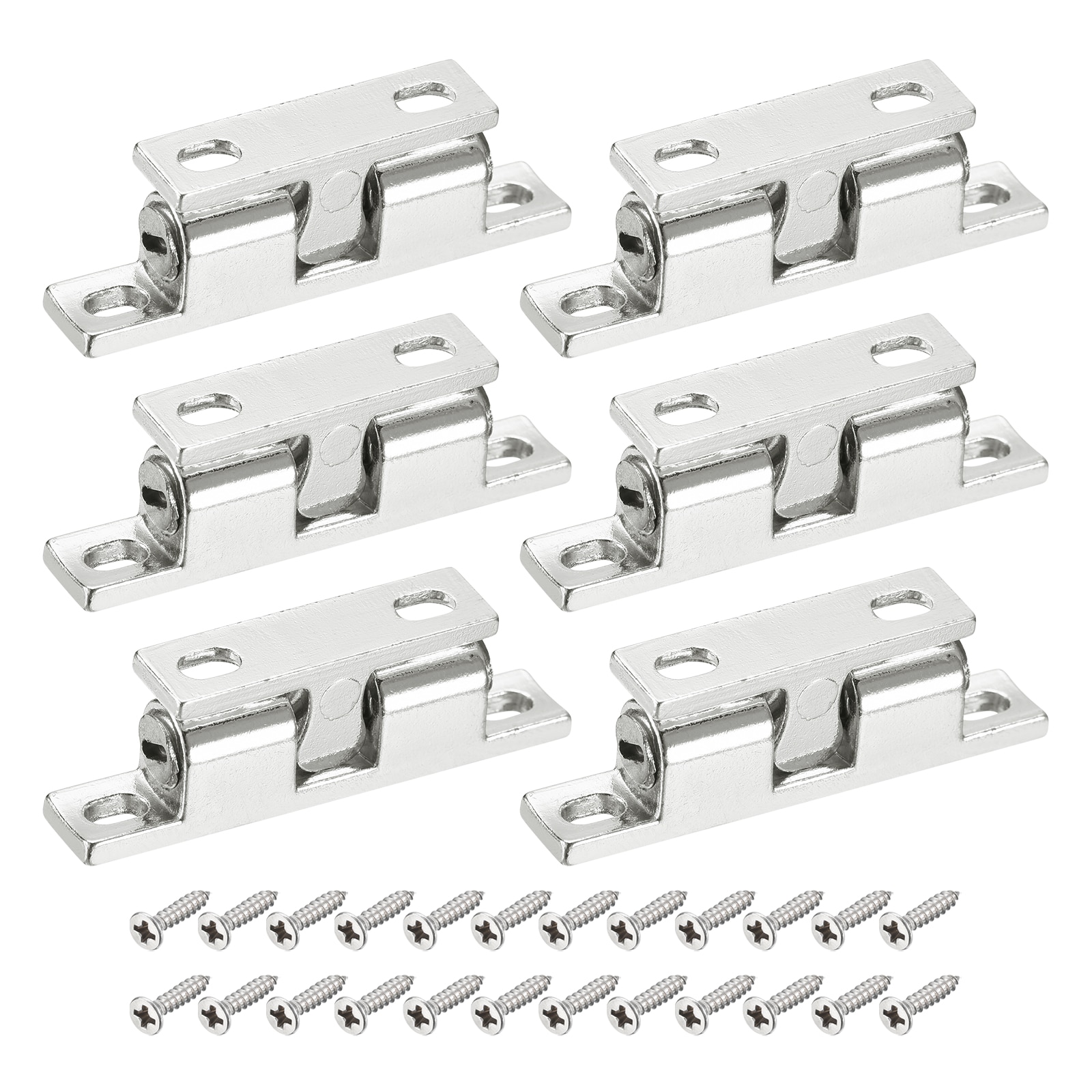 Unique Bargains 6Pcs 1.93 Inch Double Ball Tension Roller Catch Zinc Alloy Tension Latch for Cabinet Closet Furniture Door Silver #S25093001UX9504