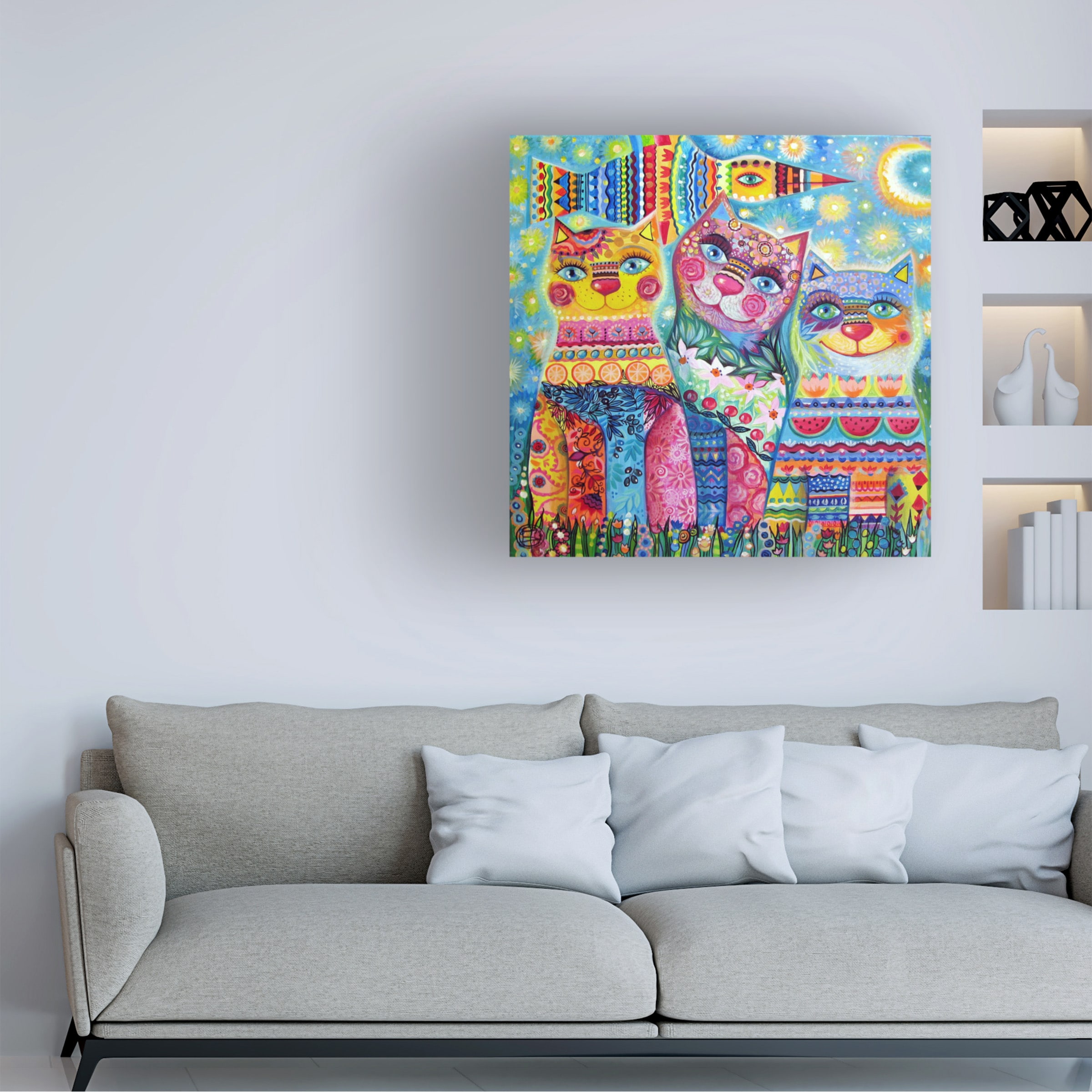 Makana☆❣️ Trademark Fine Art Oxana Ziaka Deco Cats Canvas Art in the Wall