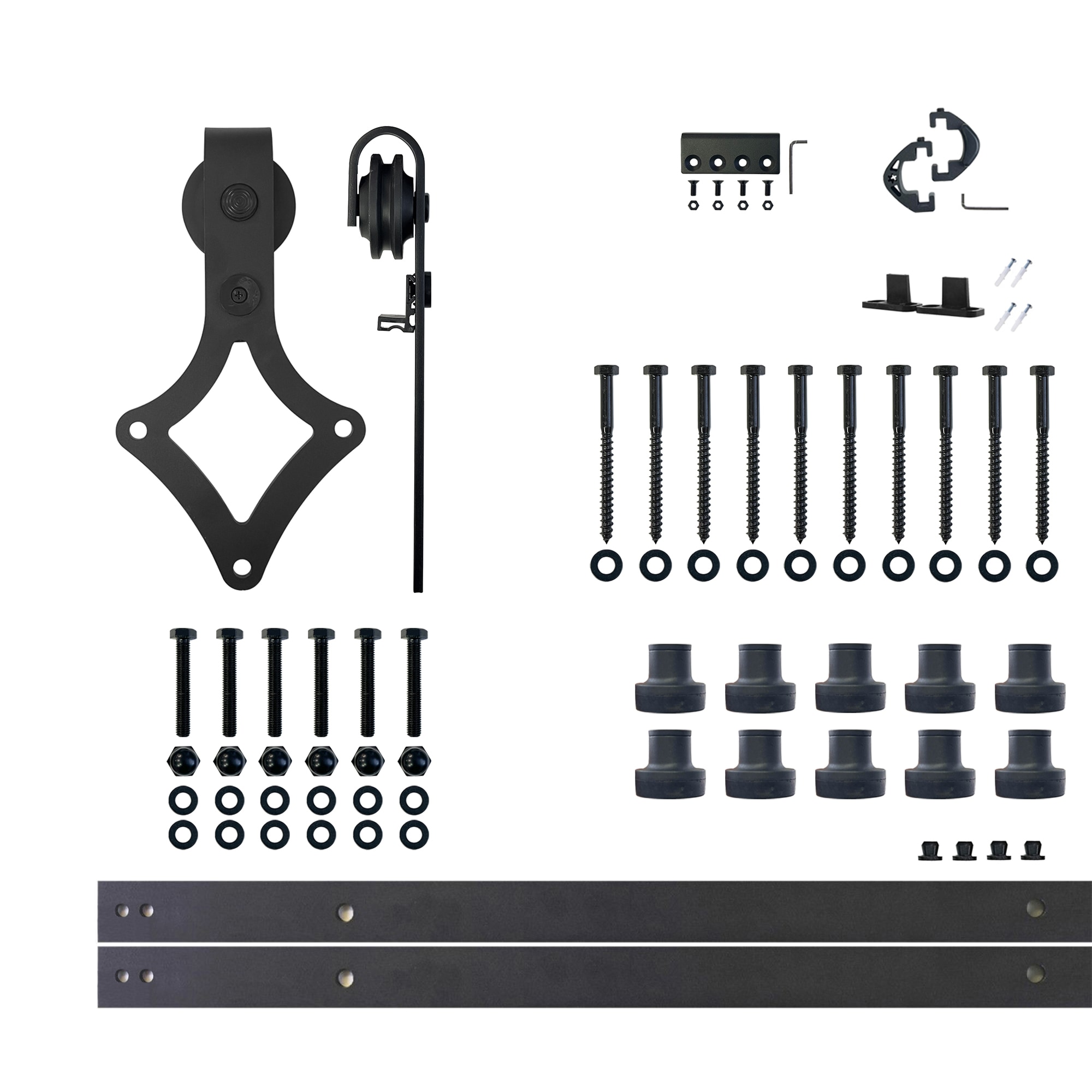 HOMACER LX1TGH168C 168-in Rustic black Black Indoor Diamond Single Barn door hardware kit