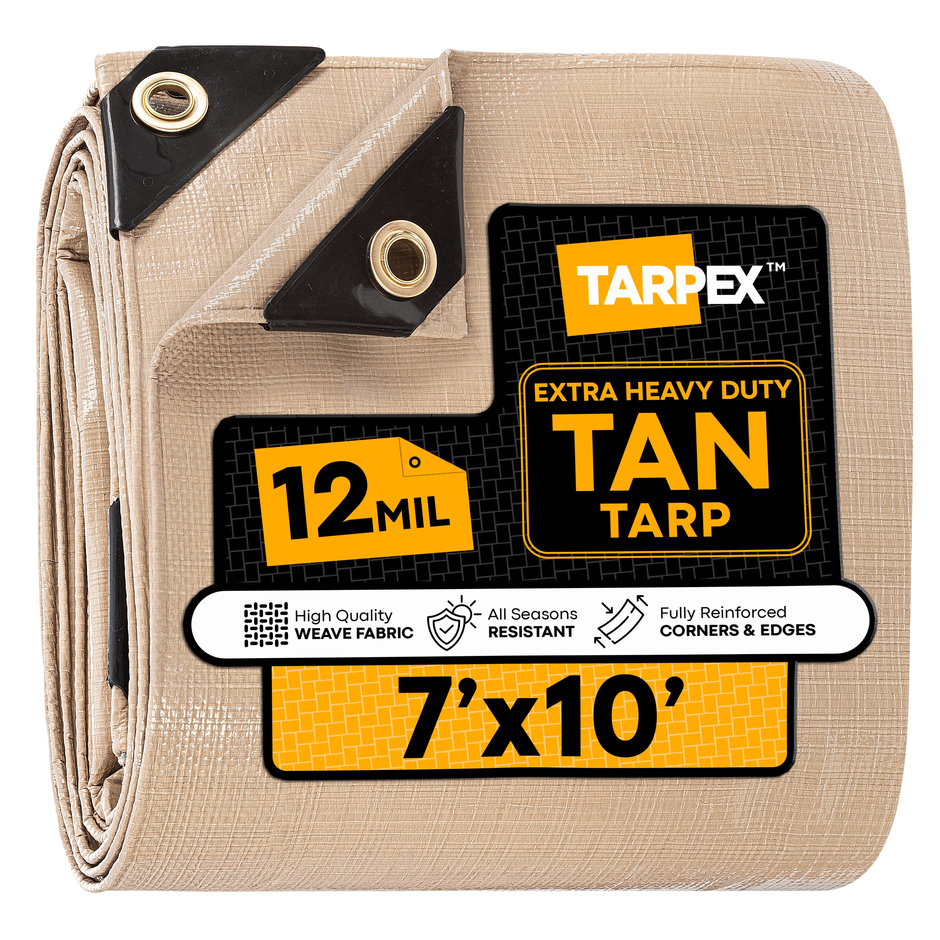 Tarpex 7-ft x 10-ft Brown Waterproof Commercial Polyethylene 12-mil Tarp