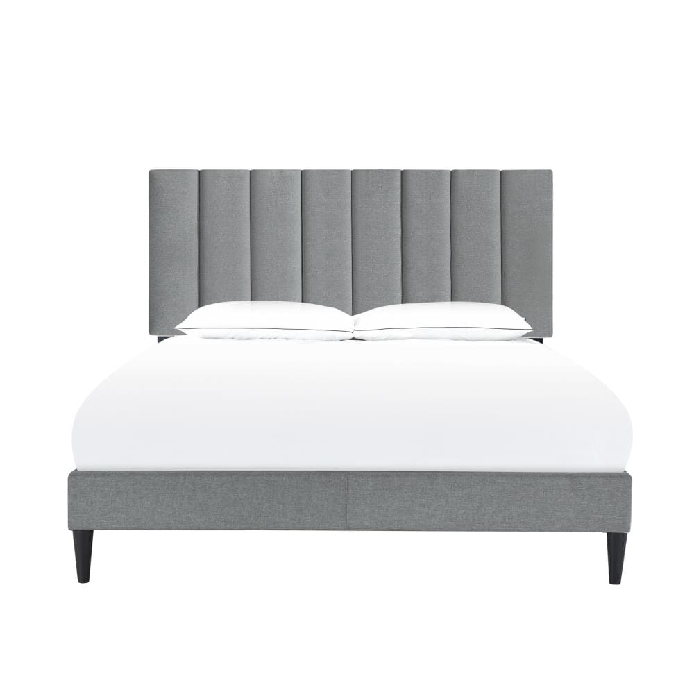 HomeFare DS-D394-293 Gray King Wood Platform Bed