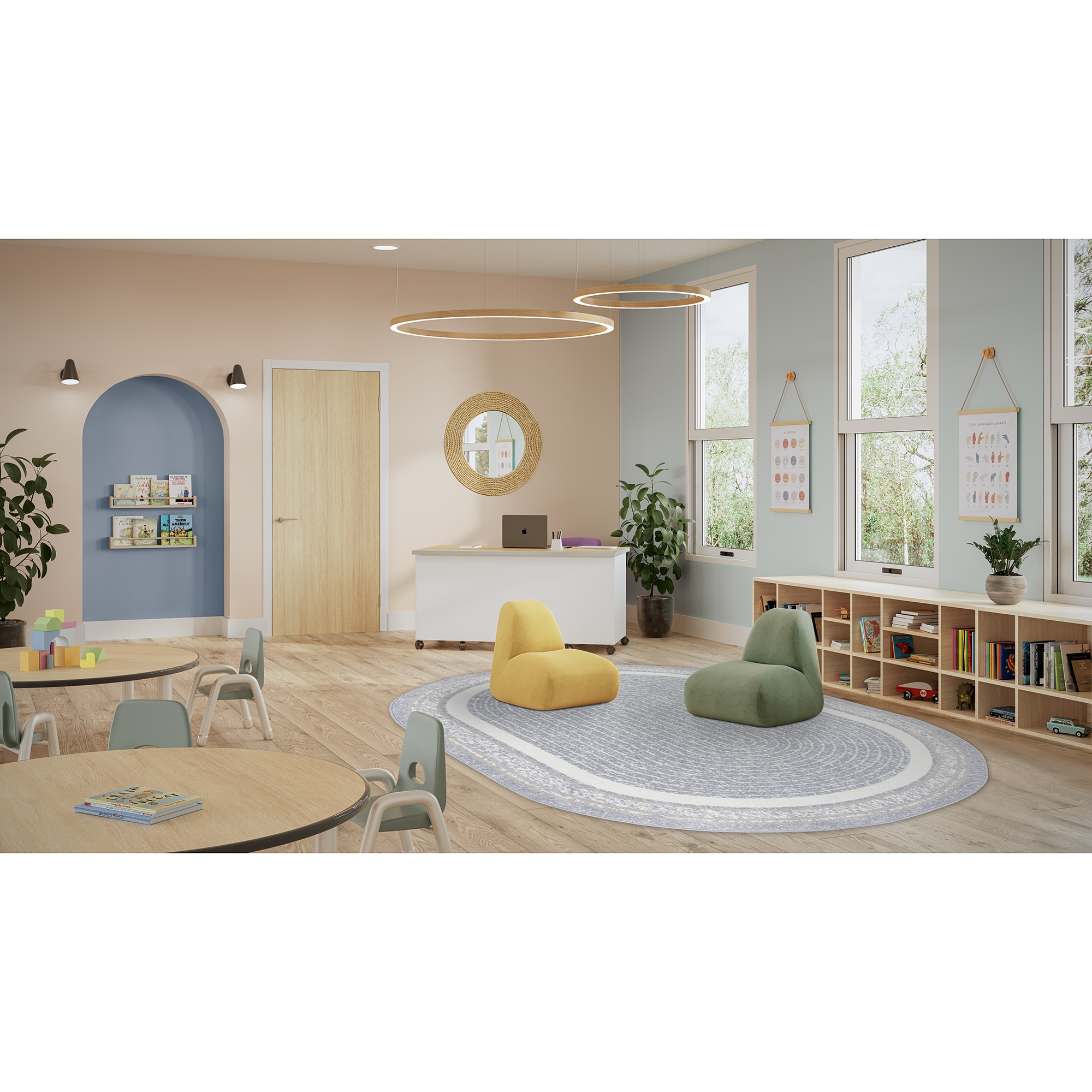 Joy Carpets 2185BB-04 Cozy Corner 4 x 6 (ft) Tufted Nylon Mist Oval Indoor Solid Area rug