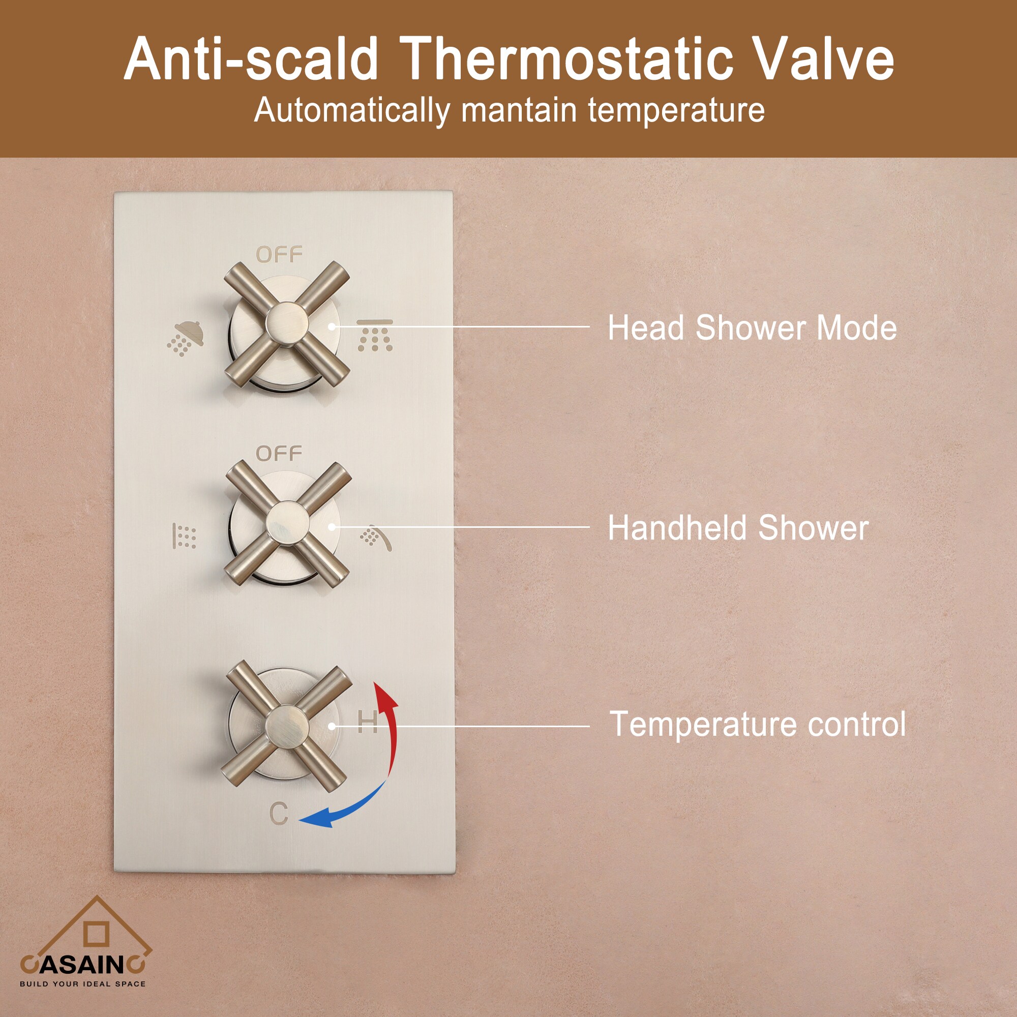 CASAINC WE-SS27MB Showerhead-Bar-Panels - View #5