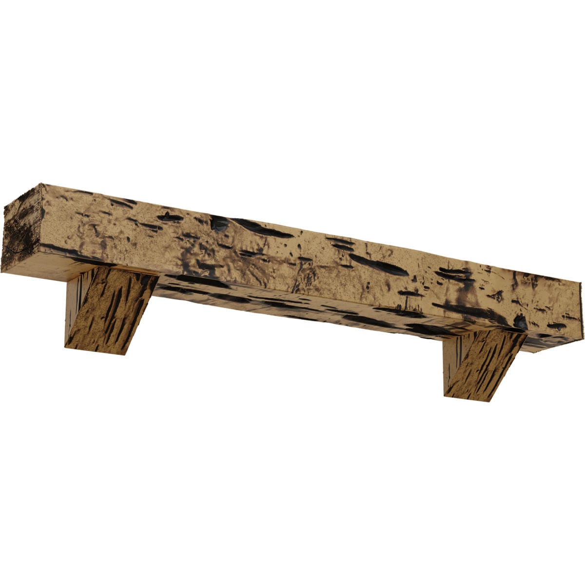 Ekena Millwork MANUPC08X10X60BKNG 60-in W x 8-in H x 10-in D Golden Oak (Natural) Hollow Urethane Rustic Fireplace Mantel