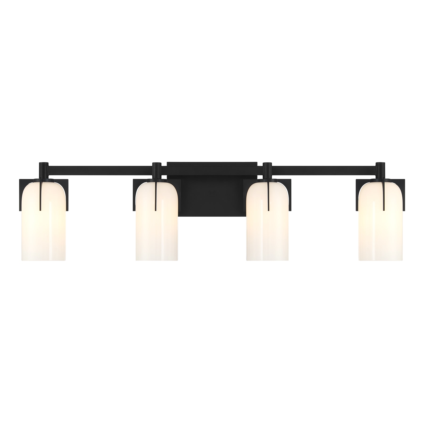 Savoy House 8-4128-4-BK Caldwell 4-Light Bathroom Vanity Light in Matte Black 32-in 4 -Light Matte Black Vintage Vanity light