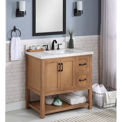 Allen Roth Harwood 36 In Natural, Best Size Sink For 36 Inch Vanity