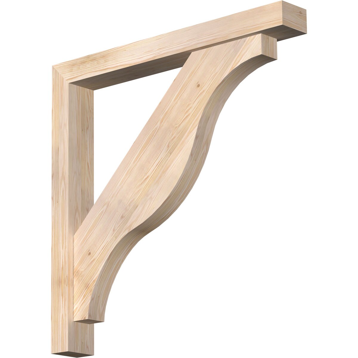 Ekena Millwork 1462562 Funston Block Smooth Bracket with Offset Brace Douglas Fir Wood Standard Bracket