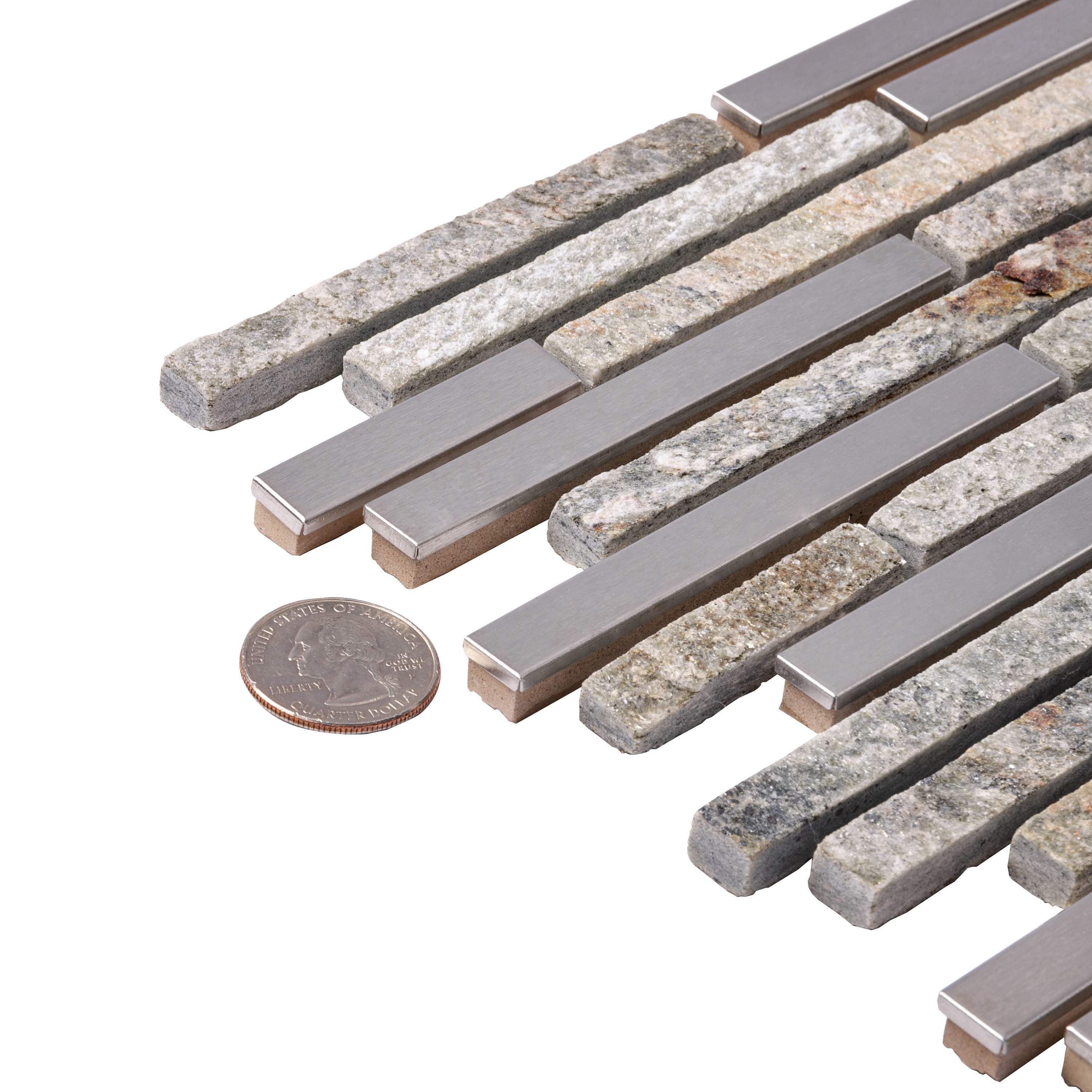 Apollo Tile Waterfall Gray 12-in x 12-in Polished Glass; Metal; Stone Travertine Linear Cement Look Wall Tile (4.83-sq. ft/ Carton)