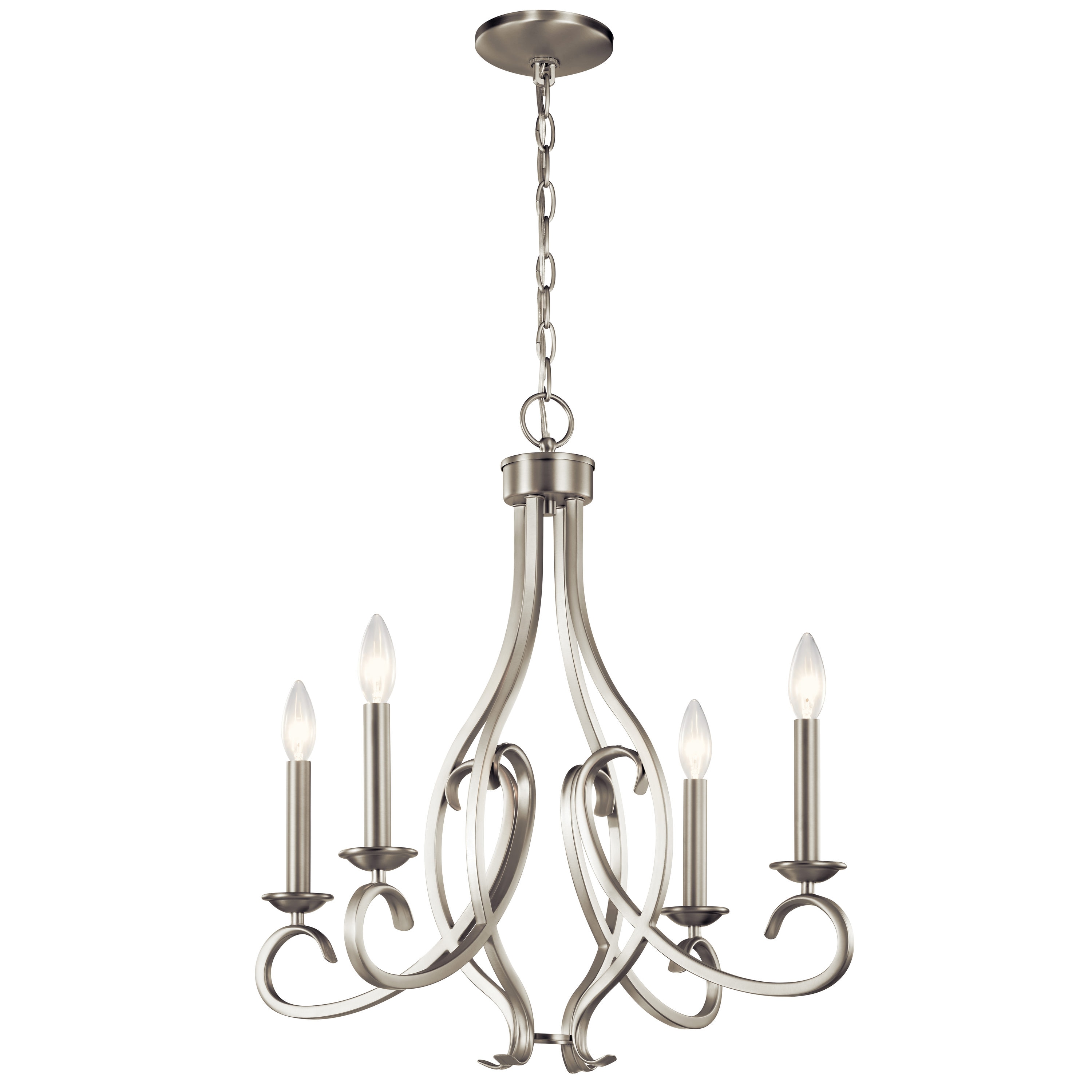 Kichler Ania 4-Light Brushed Nickel Traditional Dry rated Chandelier in ...
