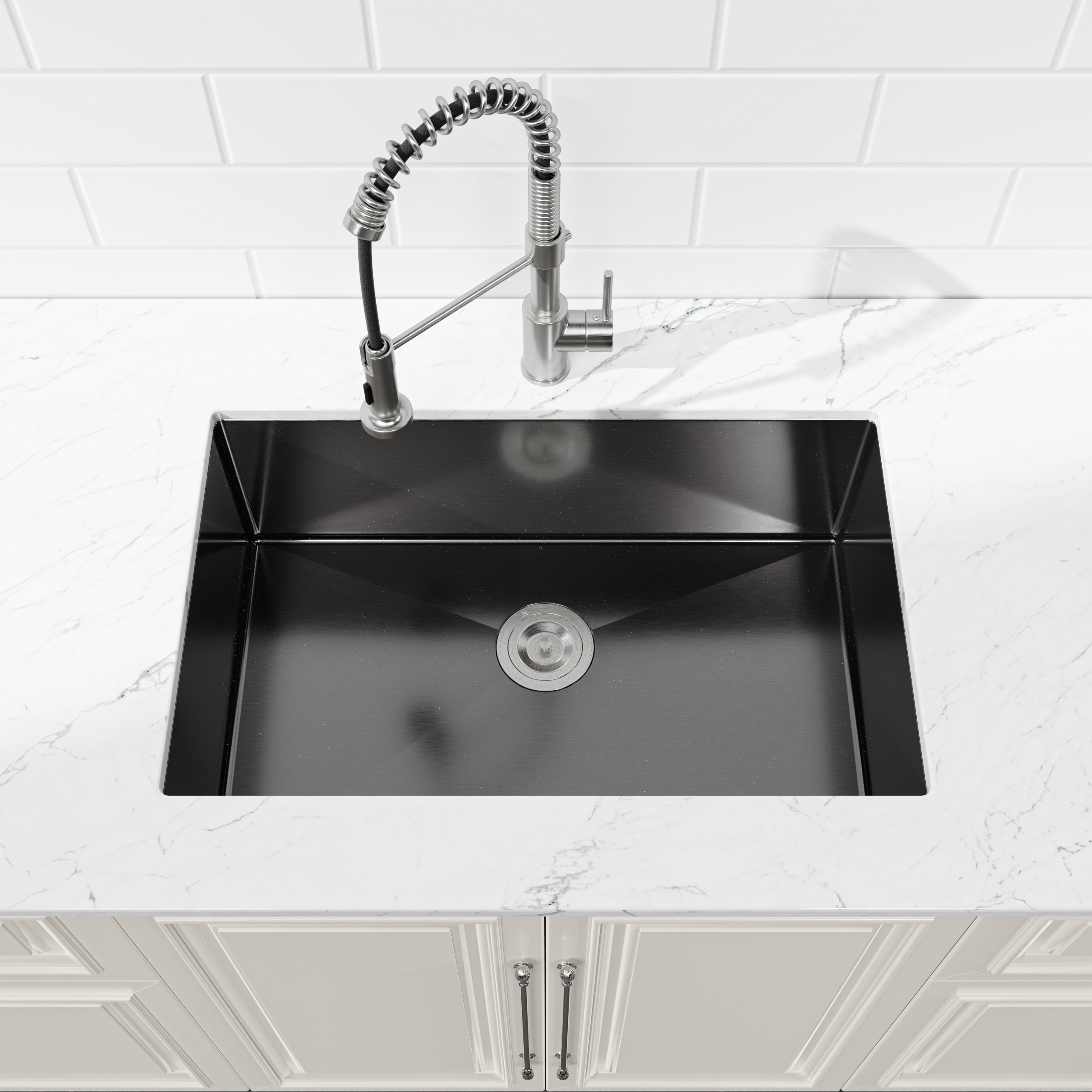 Afhocomp Undermount 30-in x 19-in Stainless Steel 20 Gauge Single bowl Kitchen Sink in Black