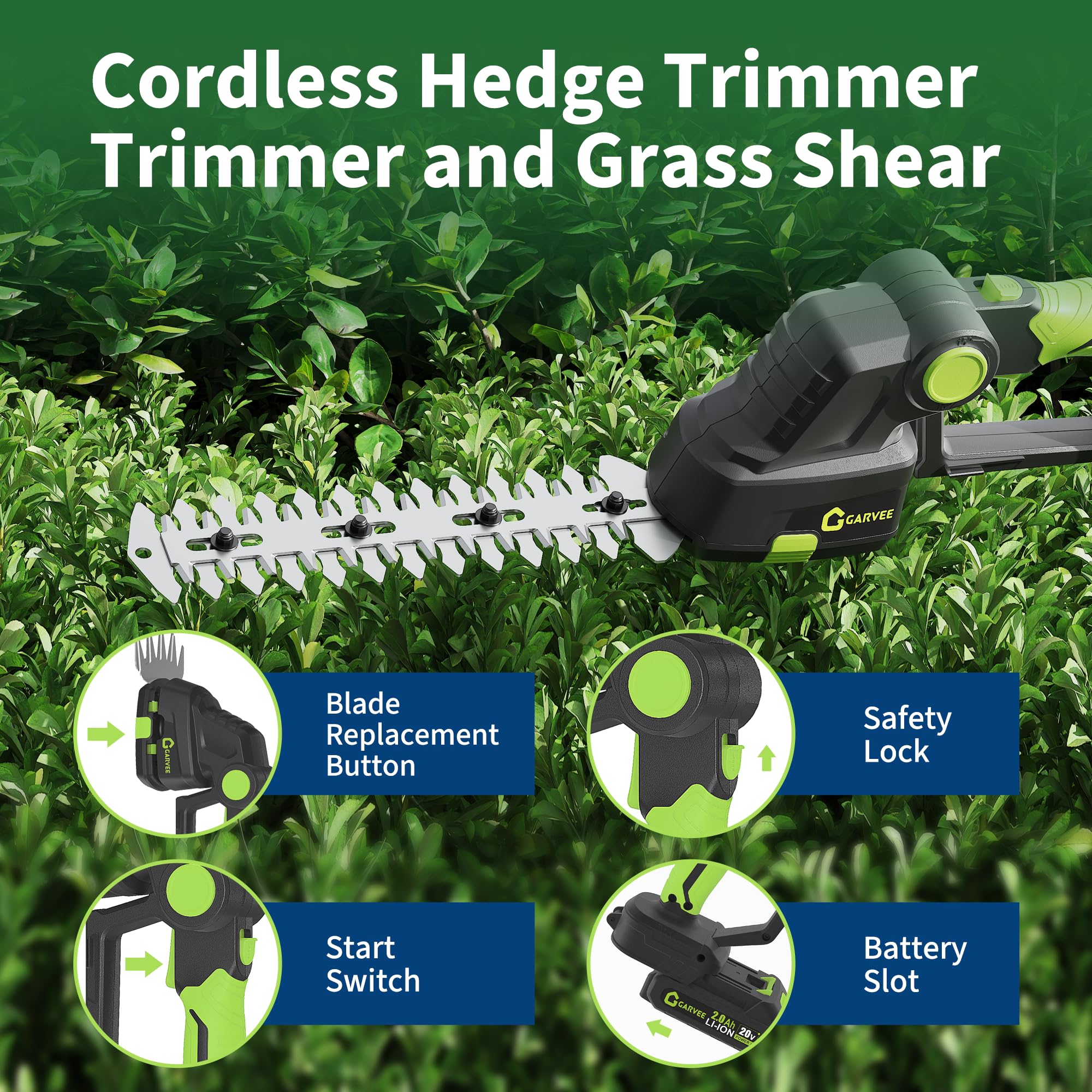 GarveeLife 3TS-RG1OQRLW Cordless-Hedge-Trimmers - View #5