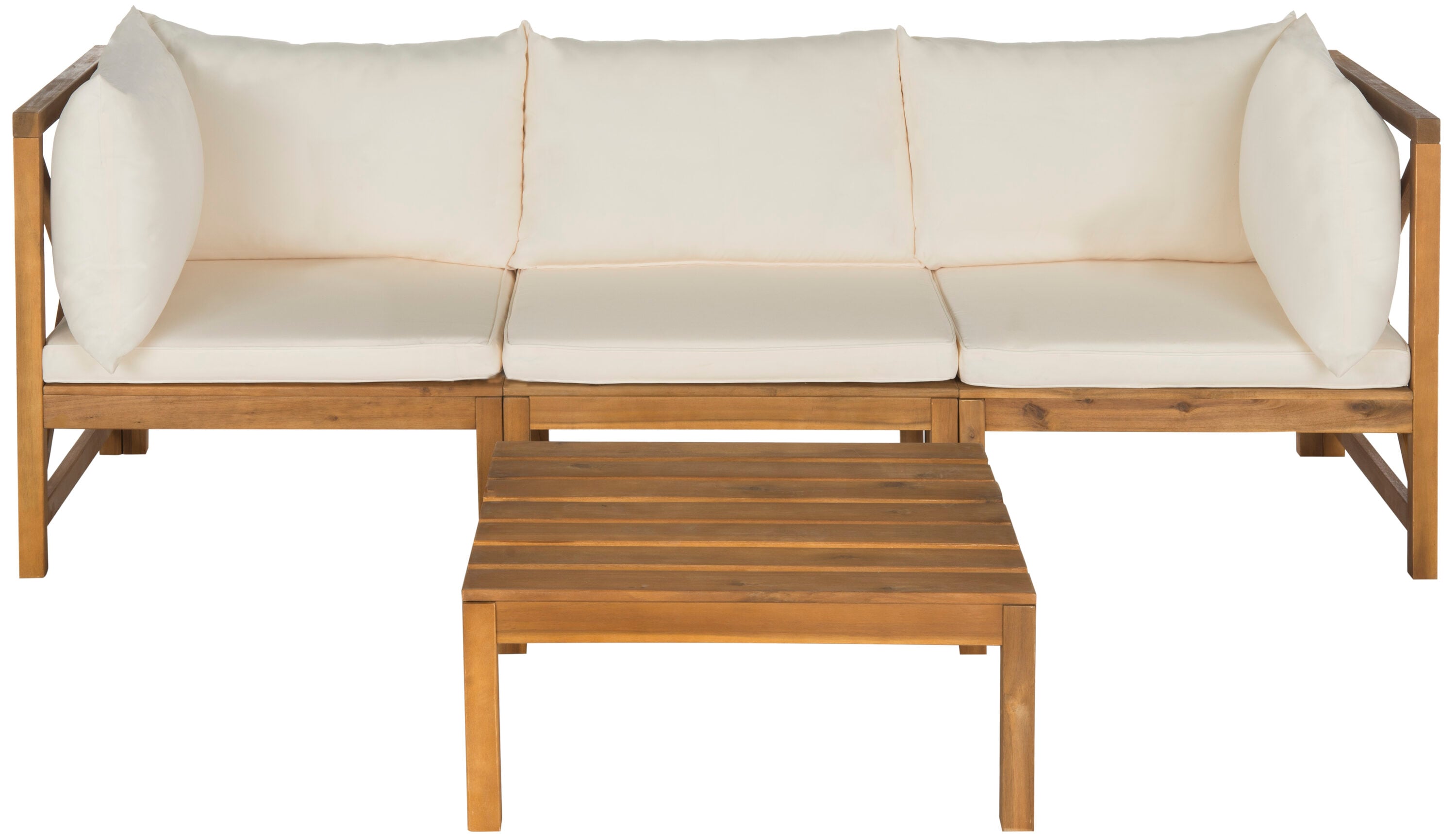 Safavieh PAT6713A Lynwood 4 -Piece Patio Conversation Set with Brown Cushions