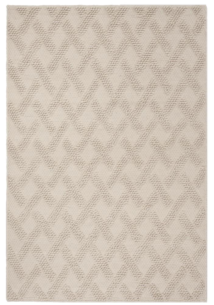 Ivory Hand-Tufted Wool Flat Woven Area Rug, 5' x 8'