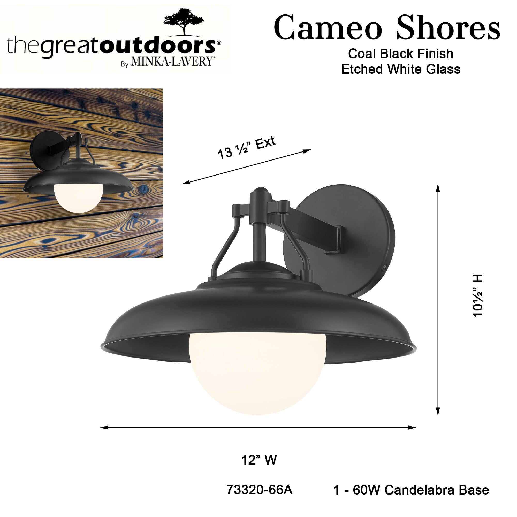 Coal Black Etched Opal Glass Outdoor Wall Sconce