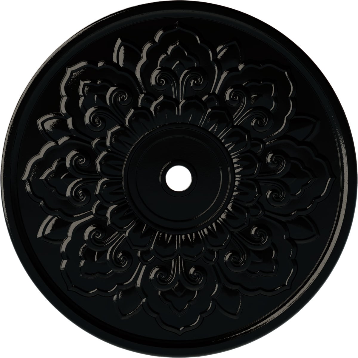 Ekena Millwork CM50LOBPS Lorry 51-in W x 51-in L Painted Black Pearl Polyurethane Whole Ceiling Medallion
