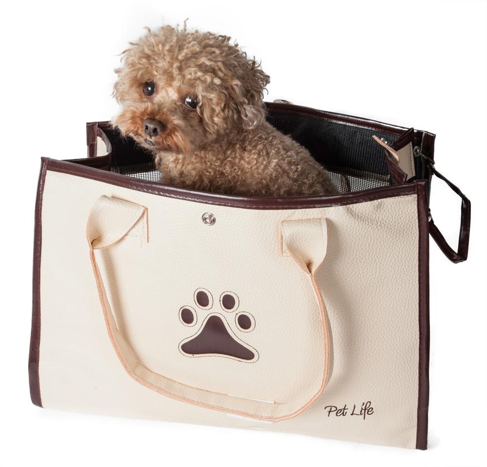 Pet Life B18BLWMD 17.3-in x 9.1-in x 12.2-in White Collapsible Nylon Small Dog/Cat Bag