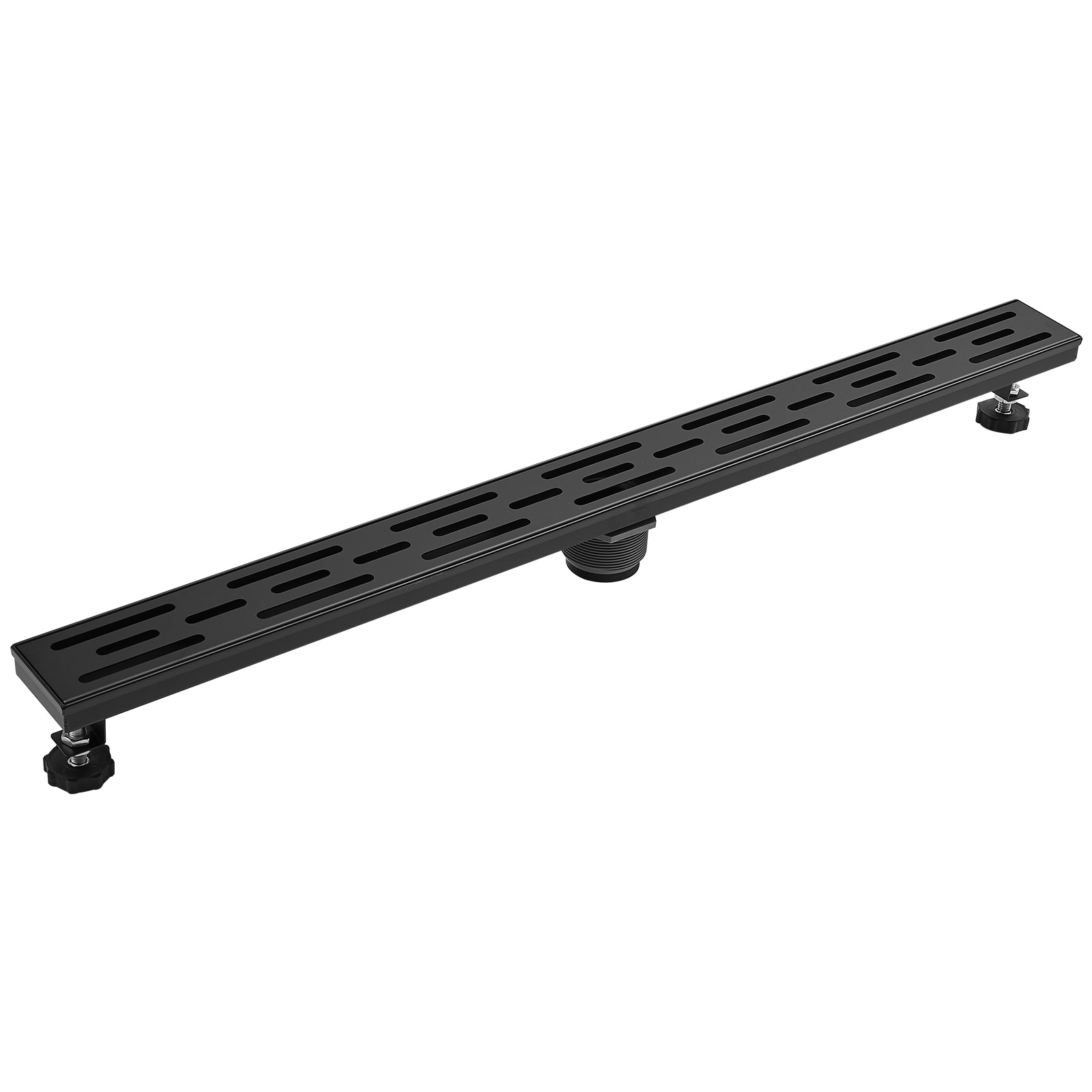 BWE A-9FD07-B 32 In. Stainless Steel Linear Shower Drain with Slot Pattern Drain Cover In Matte Black