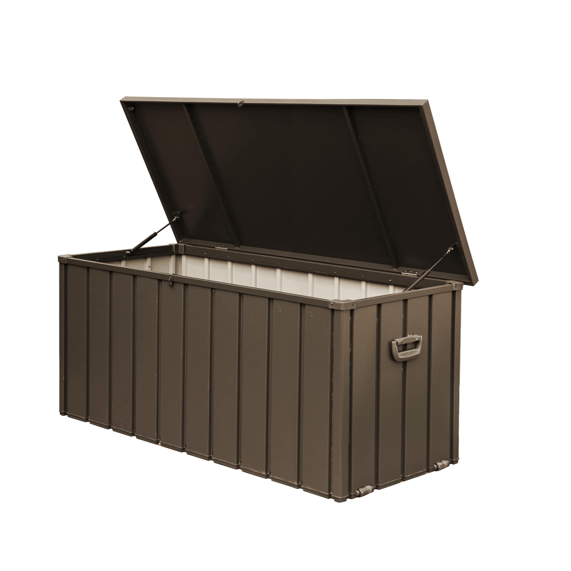 JIMSMAISON BOCPSDB03-15DBRO 49.41-in L x 150-Gallon Dark Brown Metal Deck Box
