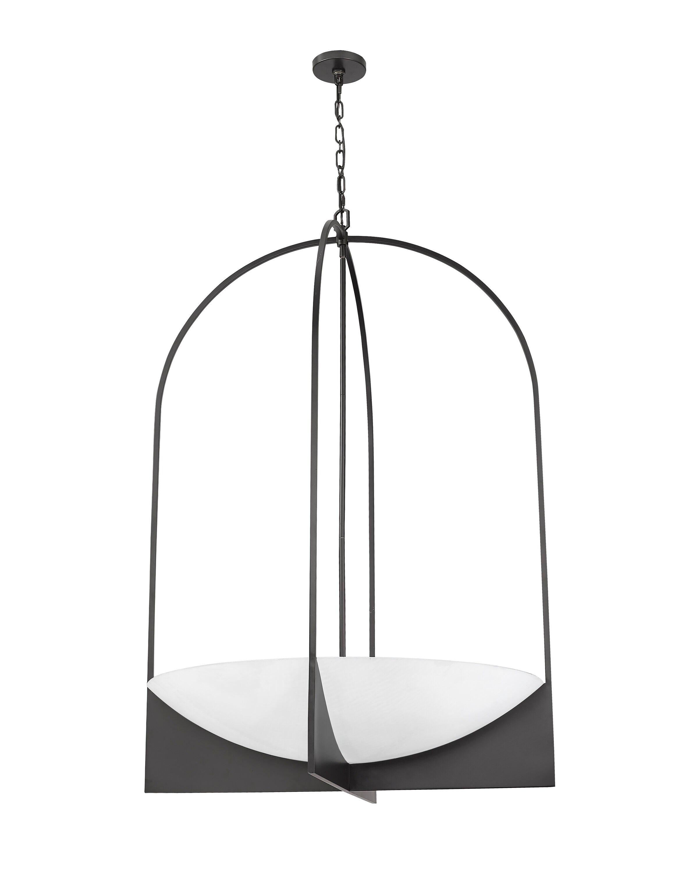 Matte Black Steel 8-Light Cage Chandelier