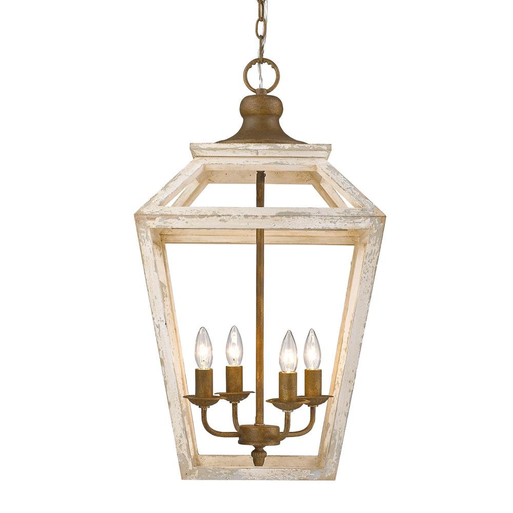 Golden Lighting Haiden 4-Light Burnished Chestnut Rustic Lantern Medium ...