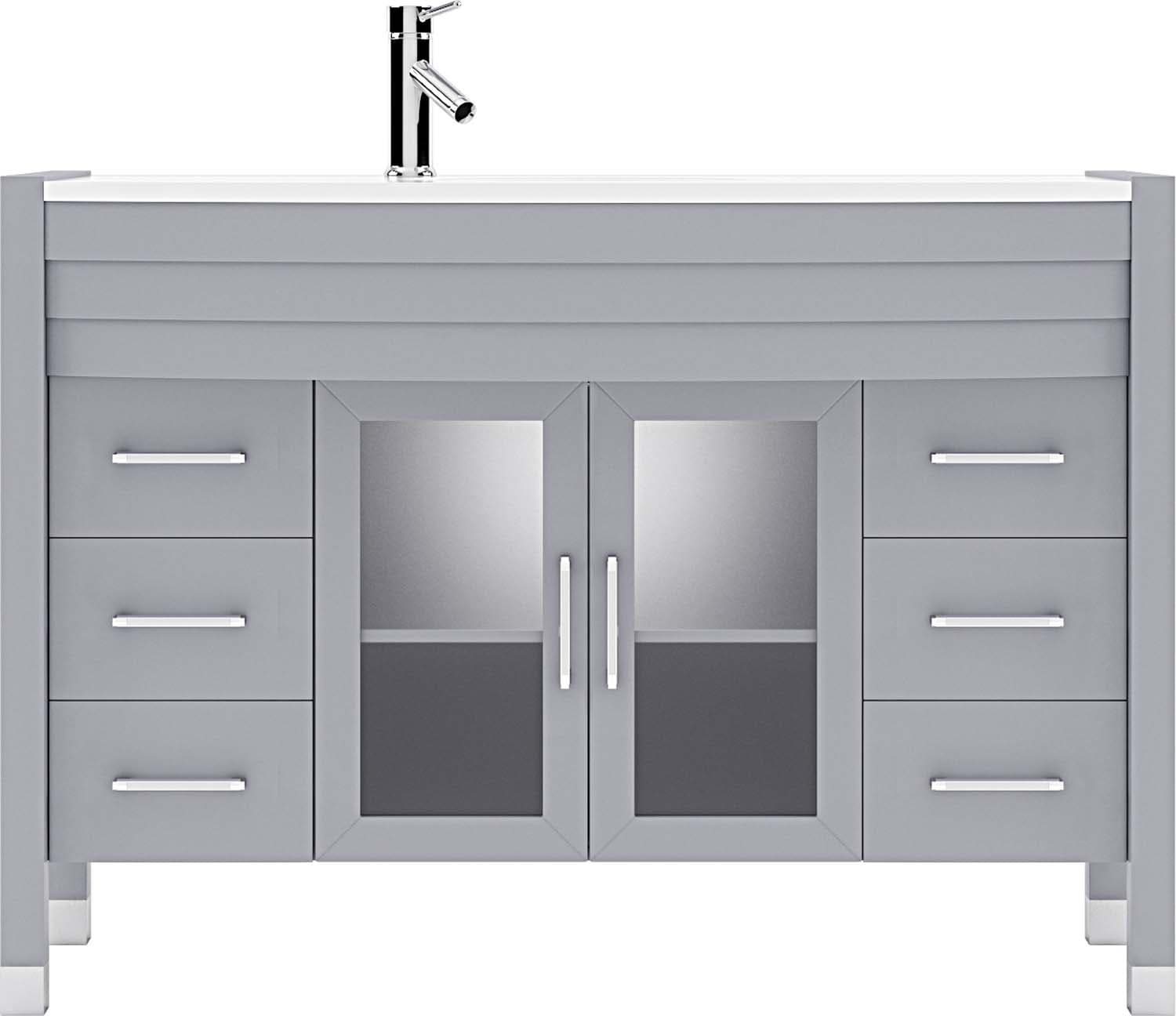 Virtu USA MS-509-S-GR-NM Ava 48-in Gray Undermount Single Sink Bathroom Vanity with White Engineered Stone Top