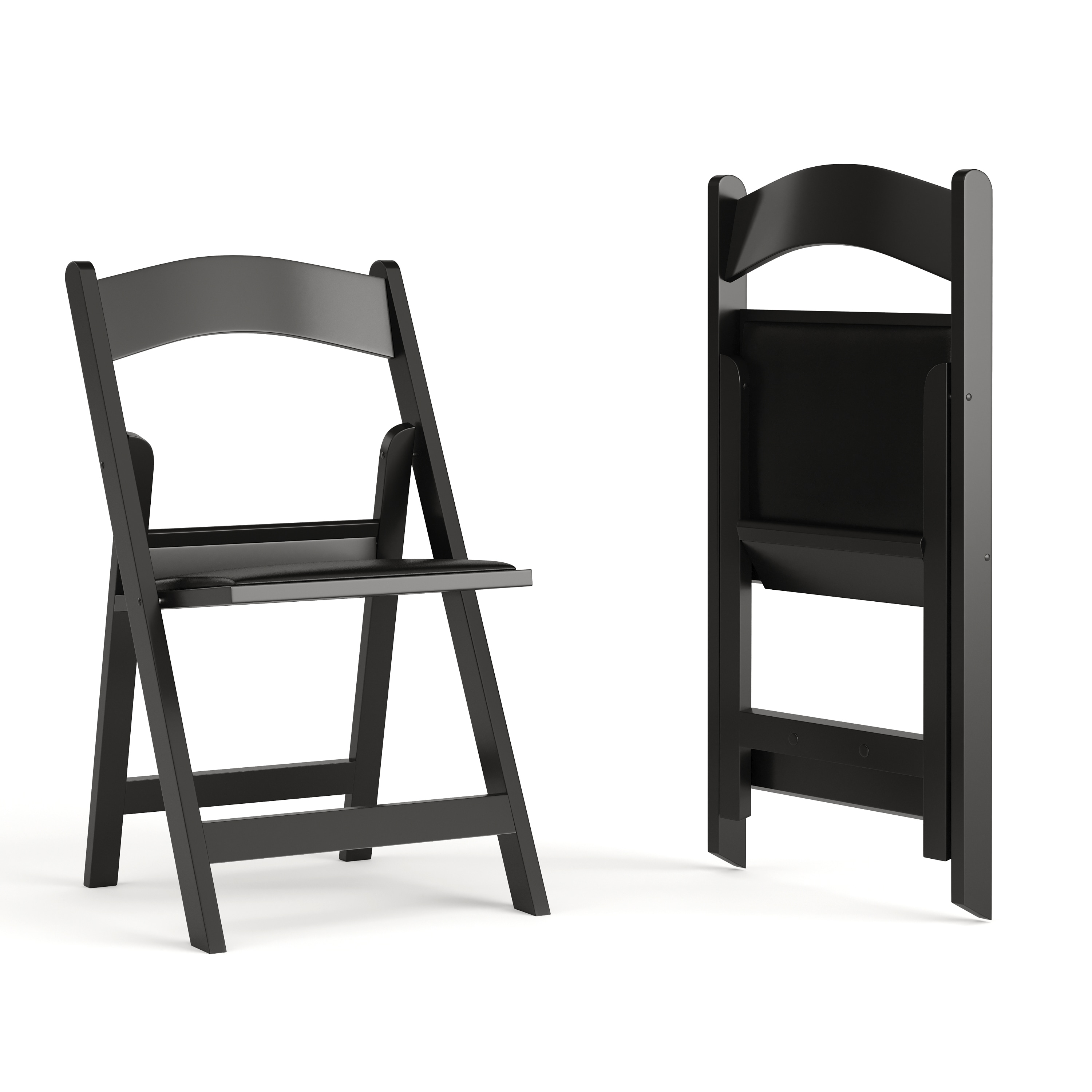 Emma + Oliver - Folding Chair - Black Resin – 2 Pack 800LB Weight Capacity Event Chair