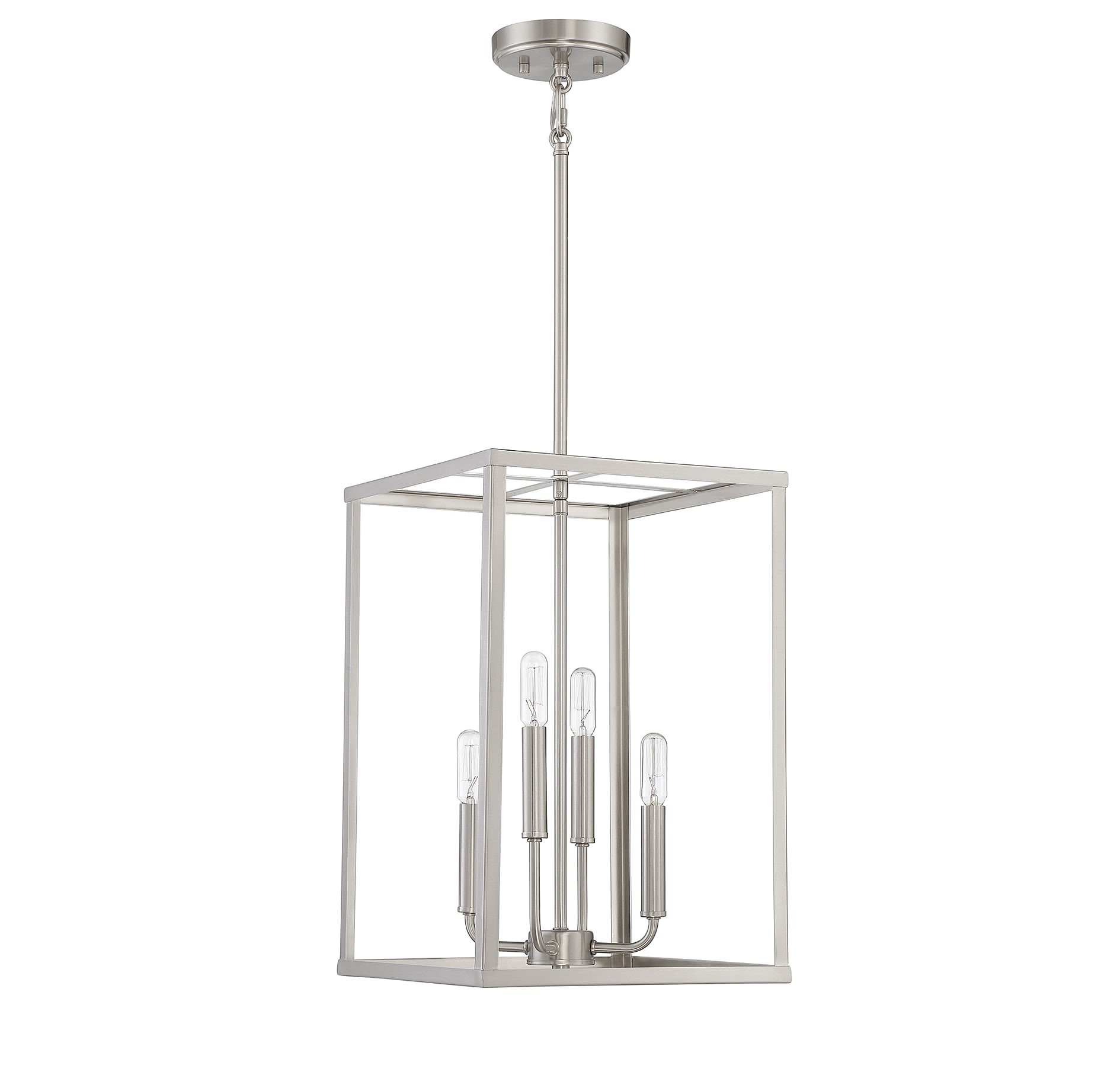 Contemporary Geometric 4-Light Brushed Nickel Pendant