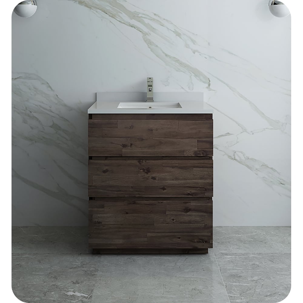 Formosa 29" Dark Brown Acacia Wood Freestanding Vanity Base