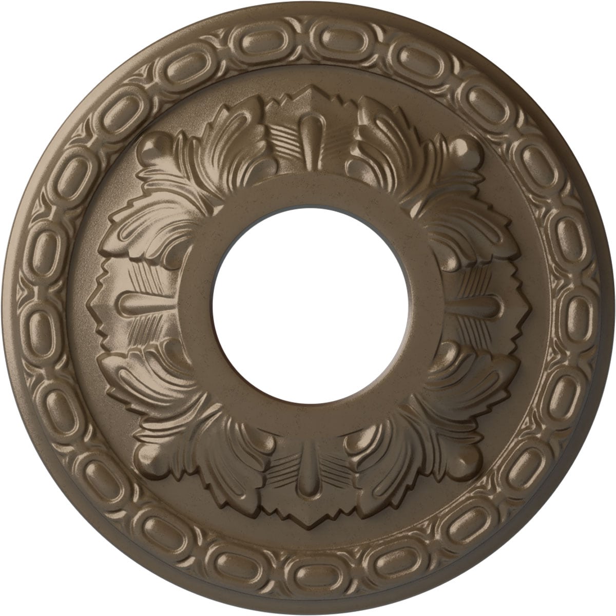 Ekena Millwork CM11LFWSS Leaf 11.375-in W x 11.375-in L Painted Warm Silver Polyurethane Whole Ceiling Medallion