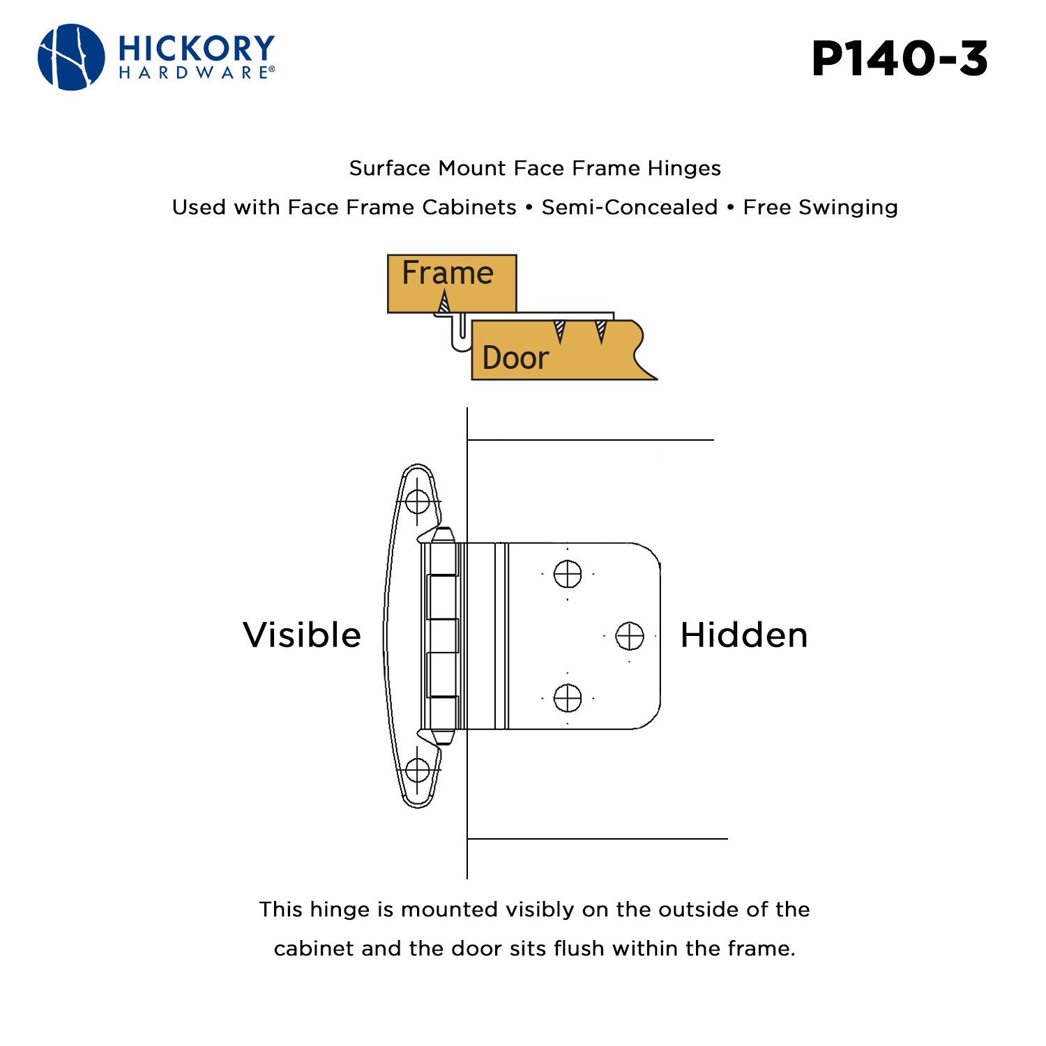 Hickory Hardware P140-3-25B Cabinet-Hinges - View #6