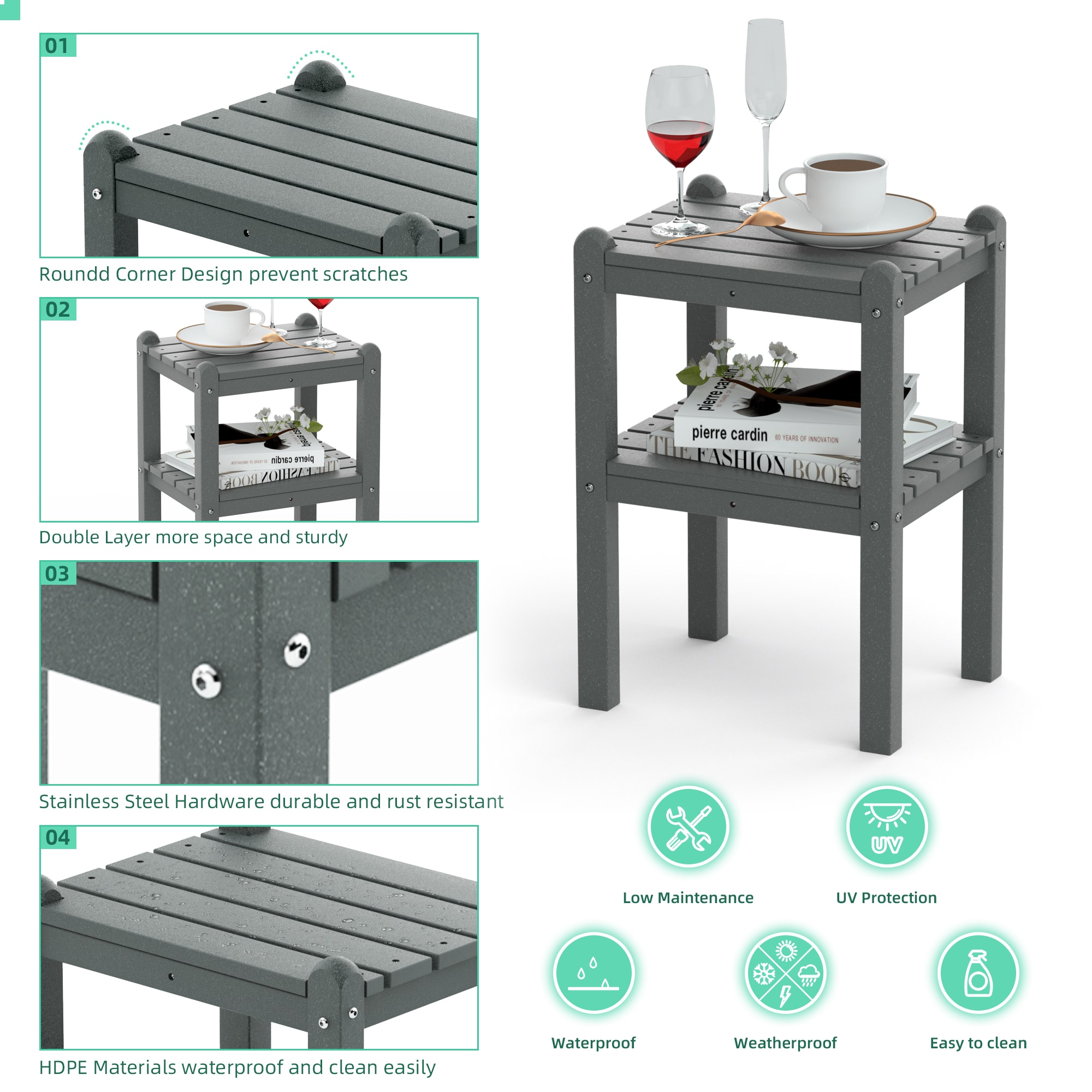 Upland ST-HE03-GY Patio-Tables - View #8