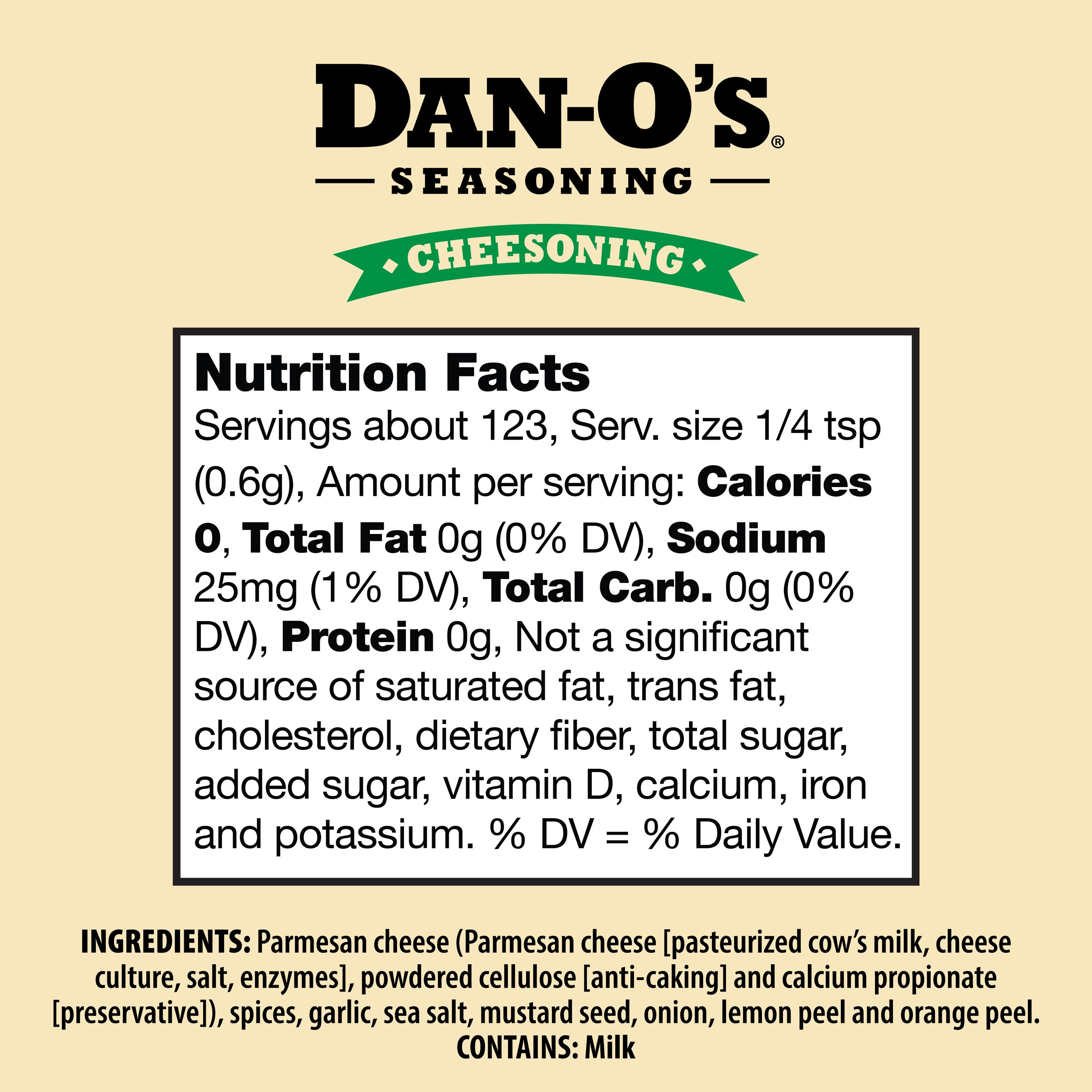 Dan-O's Crunchy Seasoning - All-Natural, Zero Calories, Zero Sugar, 3.5oz
