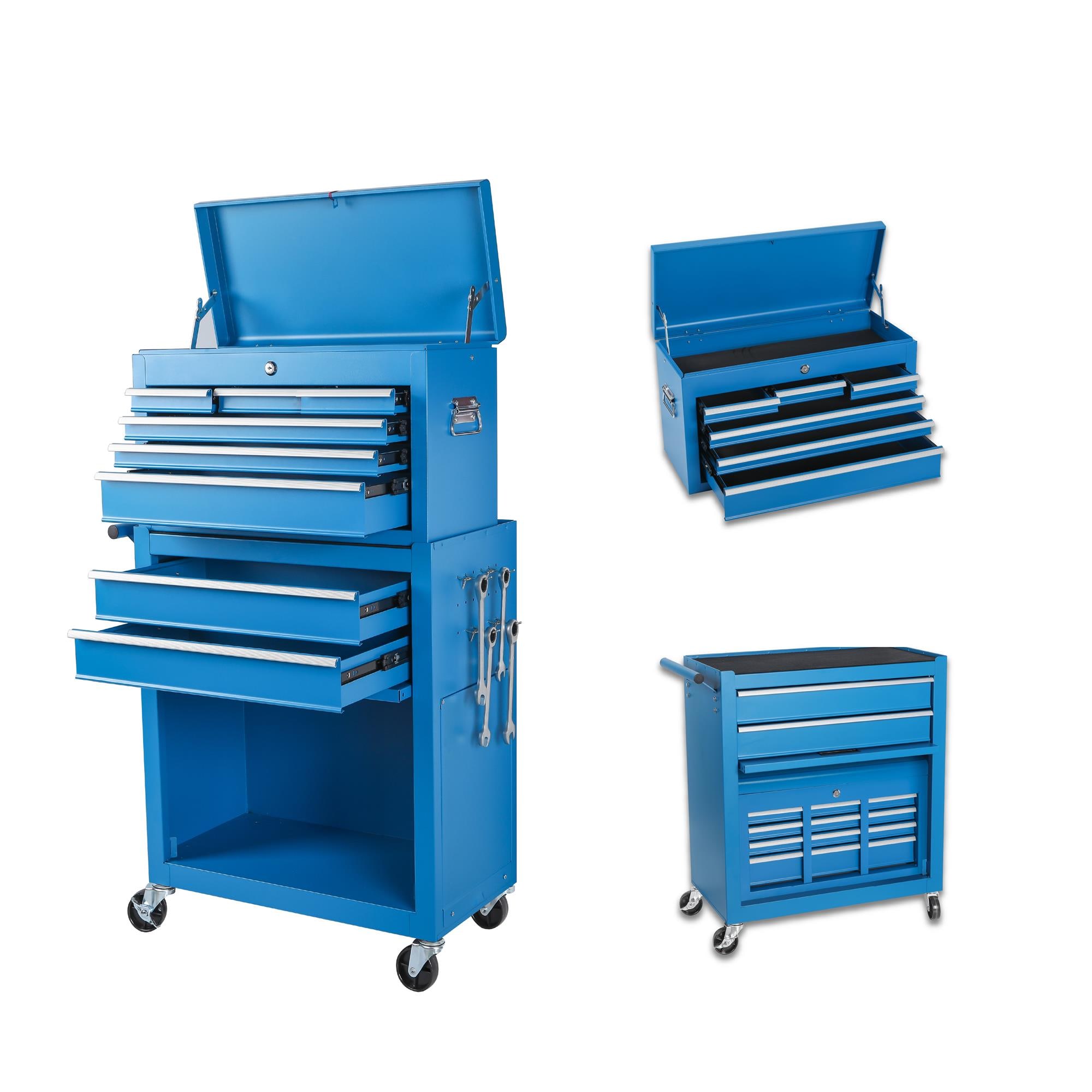 Boyel Living 8 Drawer Rolling Tool Storage Cabinet with 2 in 1 Detachable Top Tool Box
