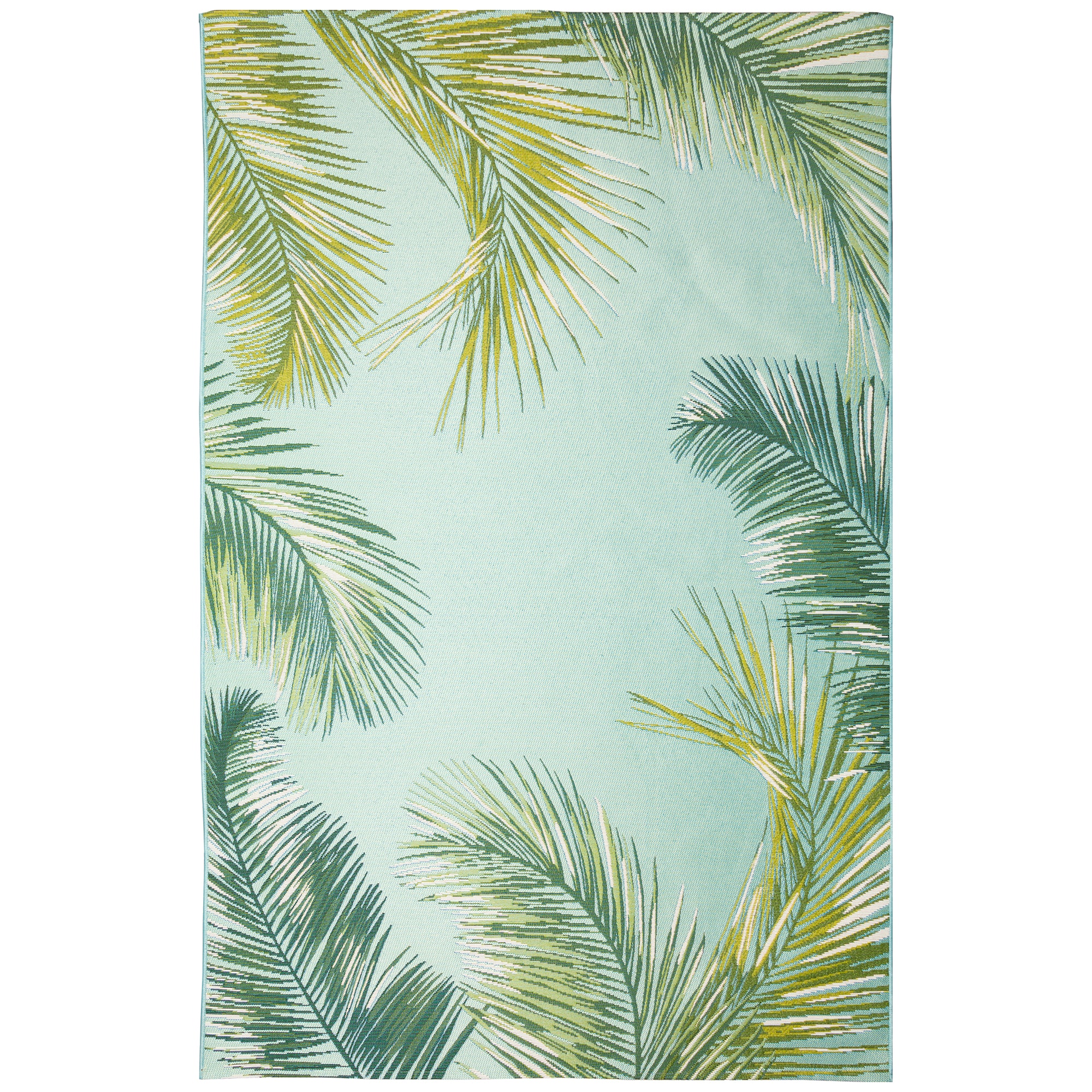 Liora Manne MNA91815104 Marina 9 x 12 (ft) Loomed Polypropylene Aqua Rectangular Indoor/Outdoor Floral/Botanical Tropical Area rug
