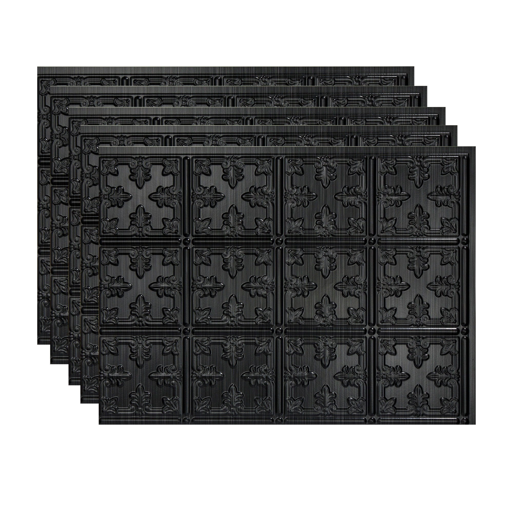 Fasade PB5742 Brushed Onyx 18-in x 24-in Multi-finish PVC Tin Look Wall Tile (15-sq. ft/ Carton)