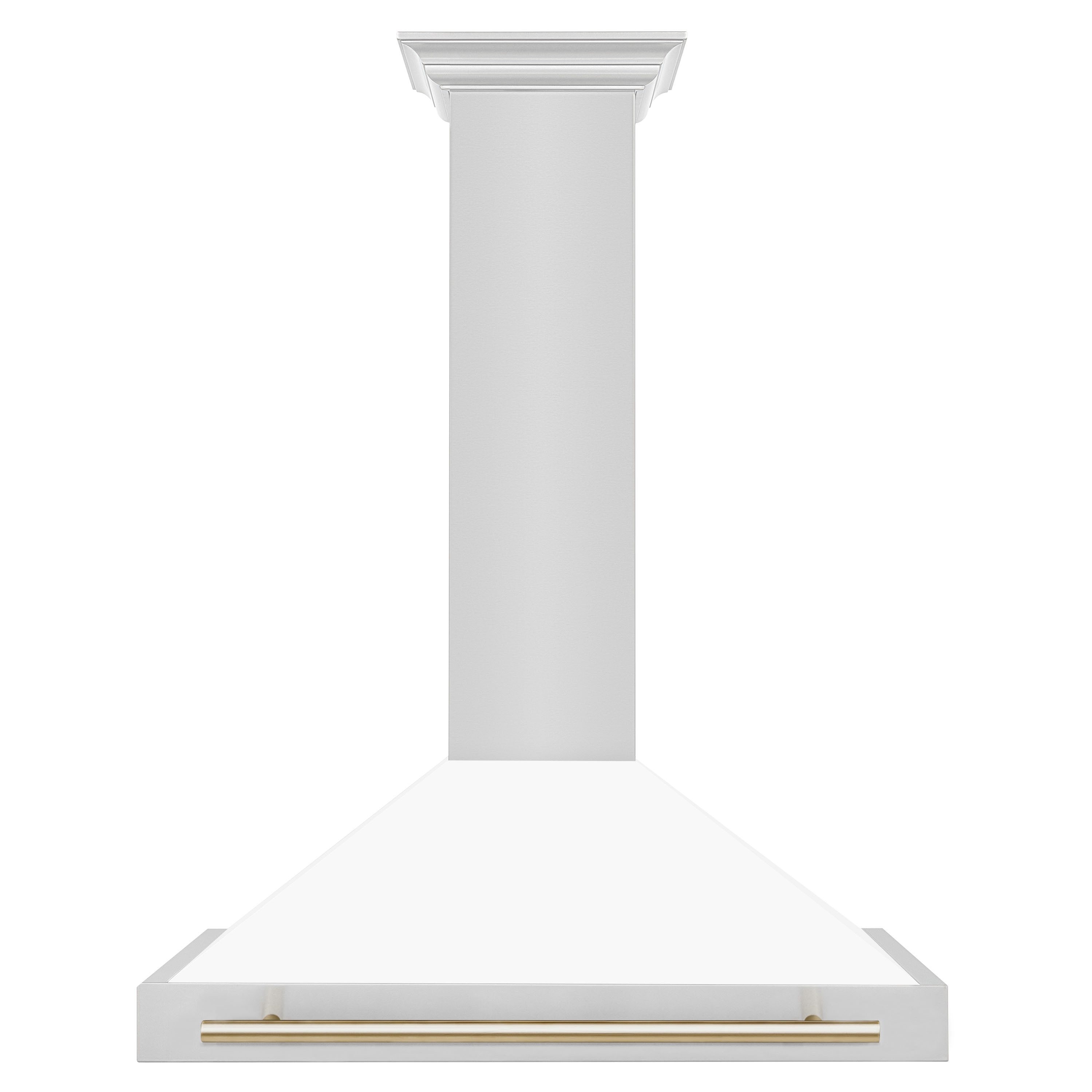 ZLINE KITCHEN & BATH KB4STZ-WM36-G 36 inch Convertible 400-CFM Recirculating Stainless Steel, White Matte Shell, Polished Gold Handle Wall-Mounted Range Hood