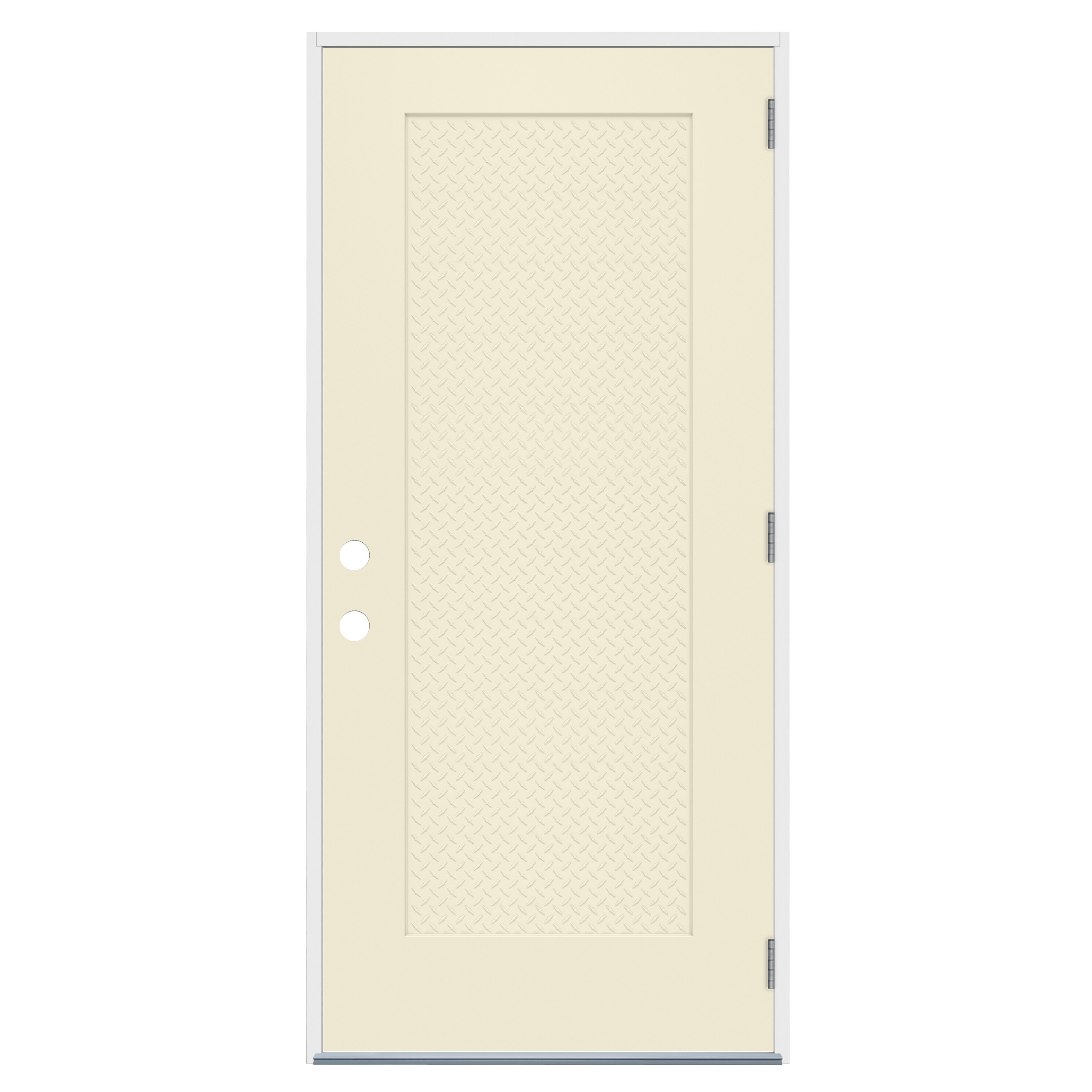 American Building Supply LO1049673 32-in x 80-in Steel Left-Hand Inswing Bisque Paint Painted Fire Rated Single Front Door Insulating Core