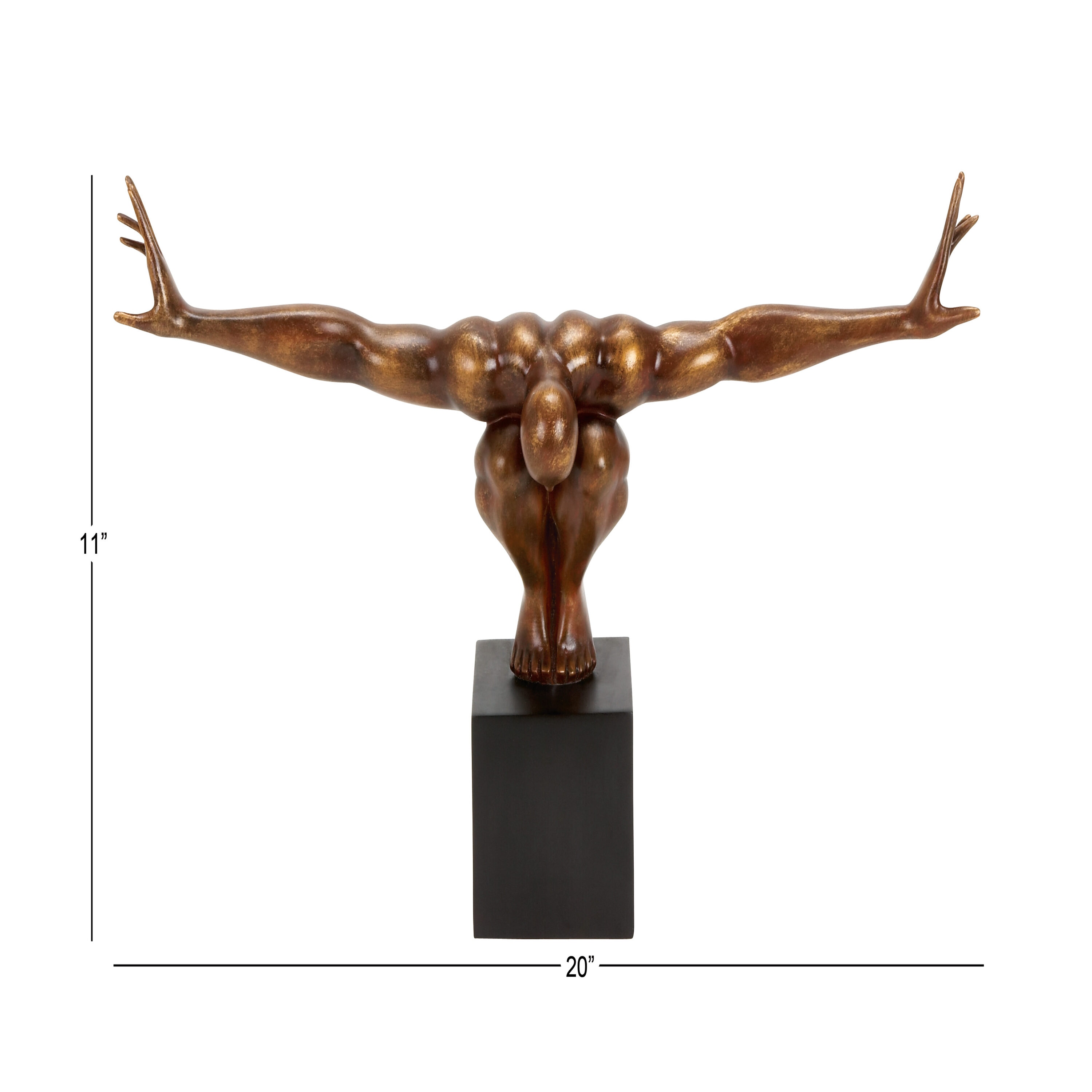 Elegant Bronze Polystone Diver Statue with Black Base - 4" x 20" x 11"