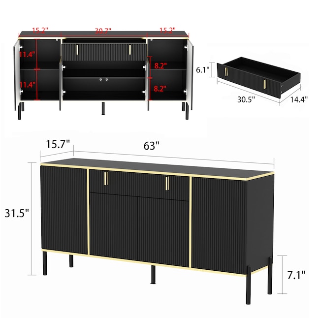 FUFU&GAGA 2-door Storage dinning Buffet with 4-drawer in the Dining ...