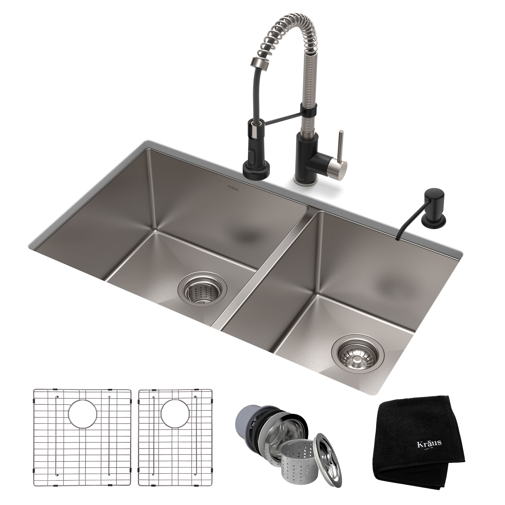 Kraus Standart Pro Undermount 33 In X 19 In Stainless Steel Double