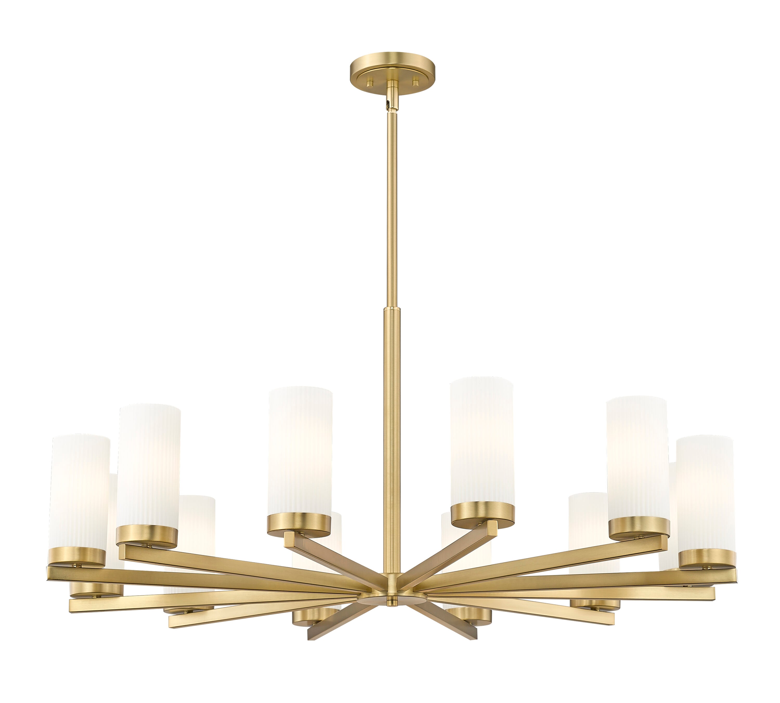Modern Gold 12-Light Chandelier with Frosted Glass Shades