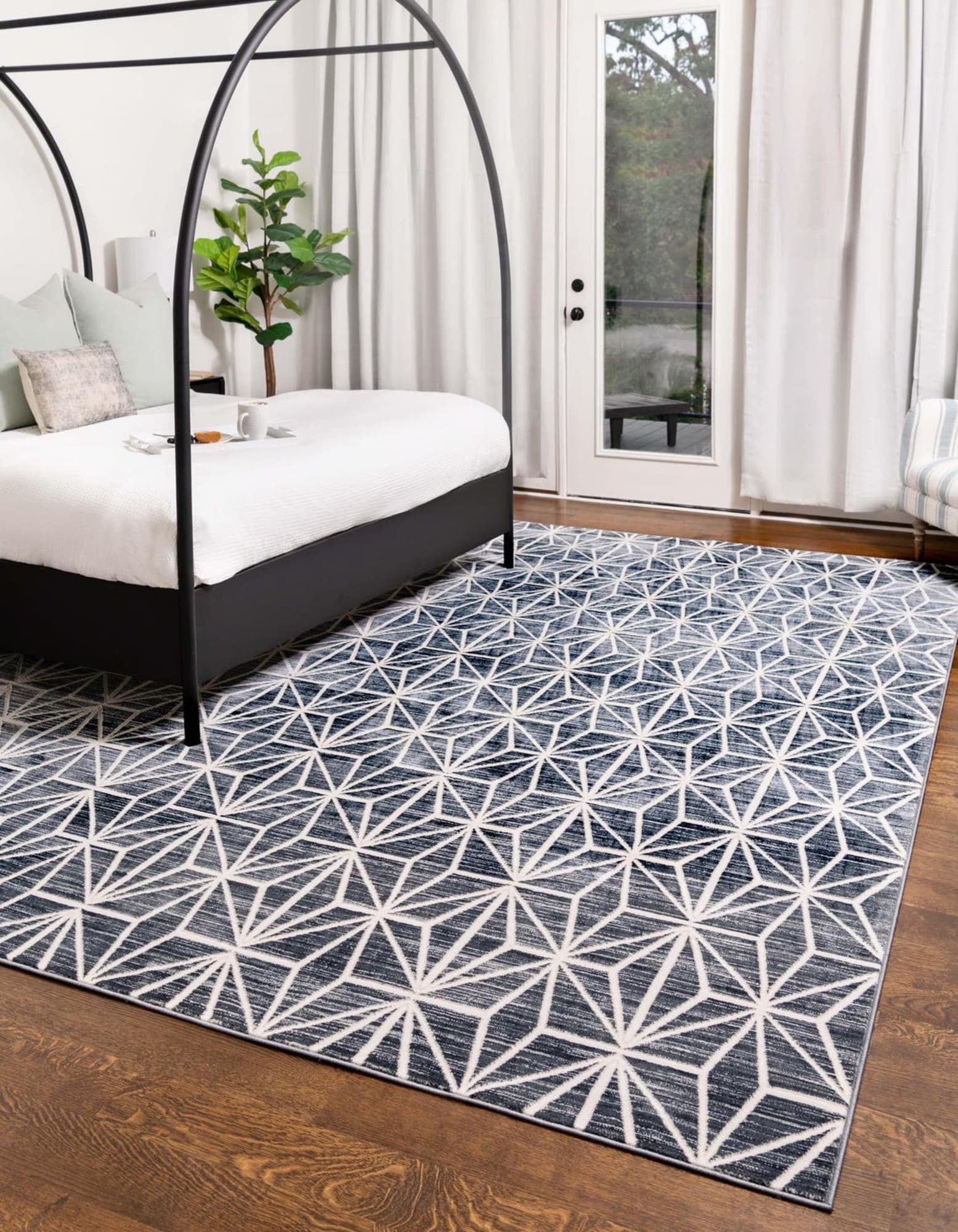Unique Loom 3186785 Jill Zarin Uptown 2 x 3 (ft) Loomed Polypropylene Navy Blue Rectangular Indoor Geometric Mid-Century Modern Area rug