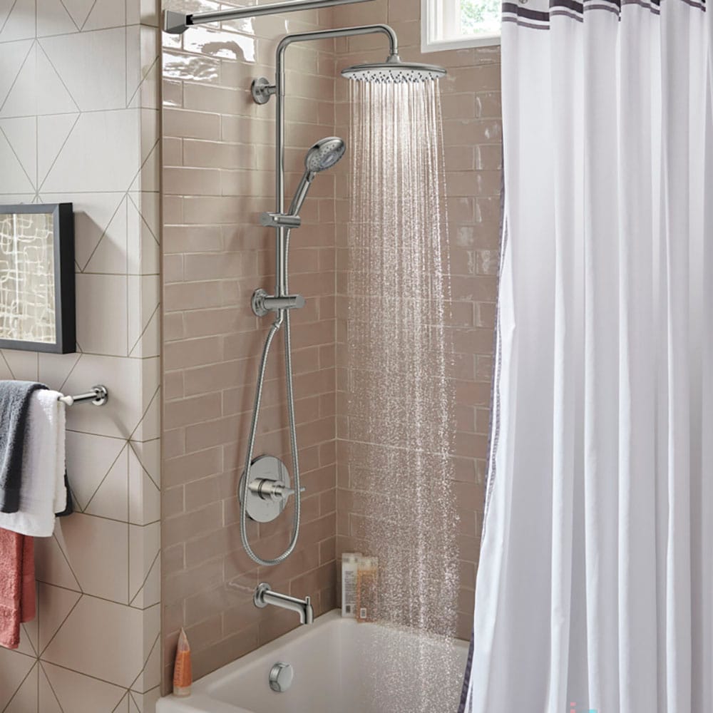 Polished Chrome Dual Shower System with Rain Showerhead