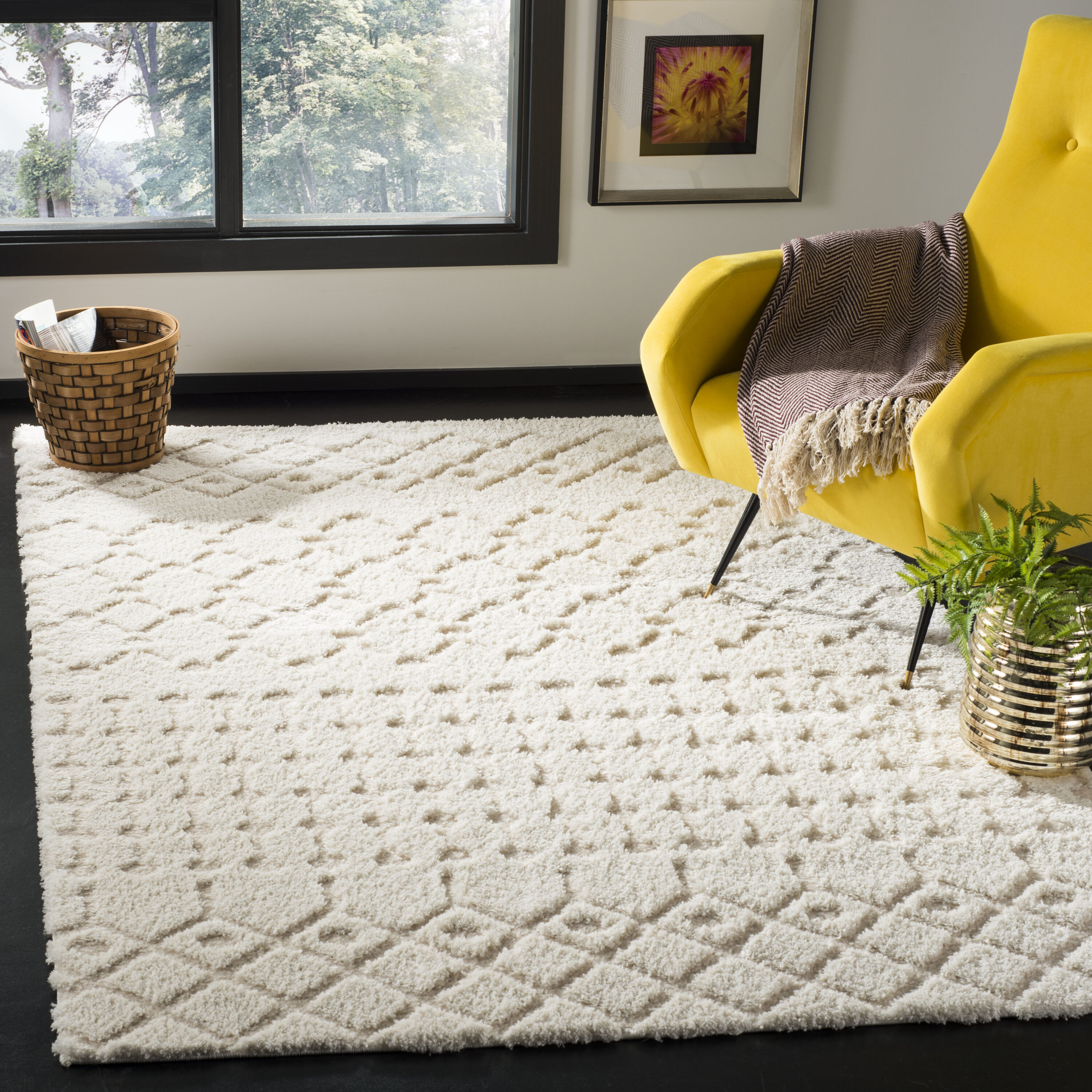Safavieh SPG509B-5 Sparta Shag 509B Cream Cream 5ft-1in x 7ft-6in